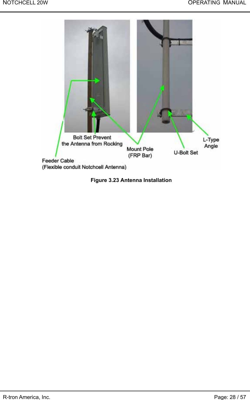 NOTCHCELL 20W           OPERATING  MANUAL R-tron America, Inc.                                                             Page: 28 / 57  Figure 3.23 Antenna Installation  