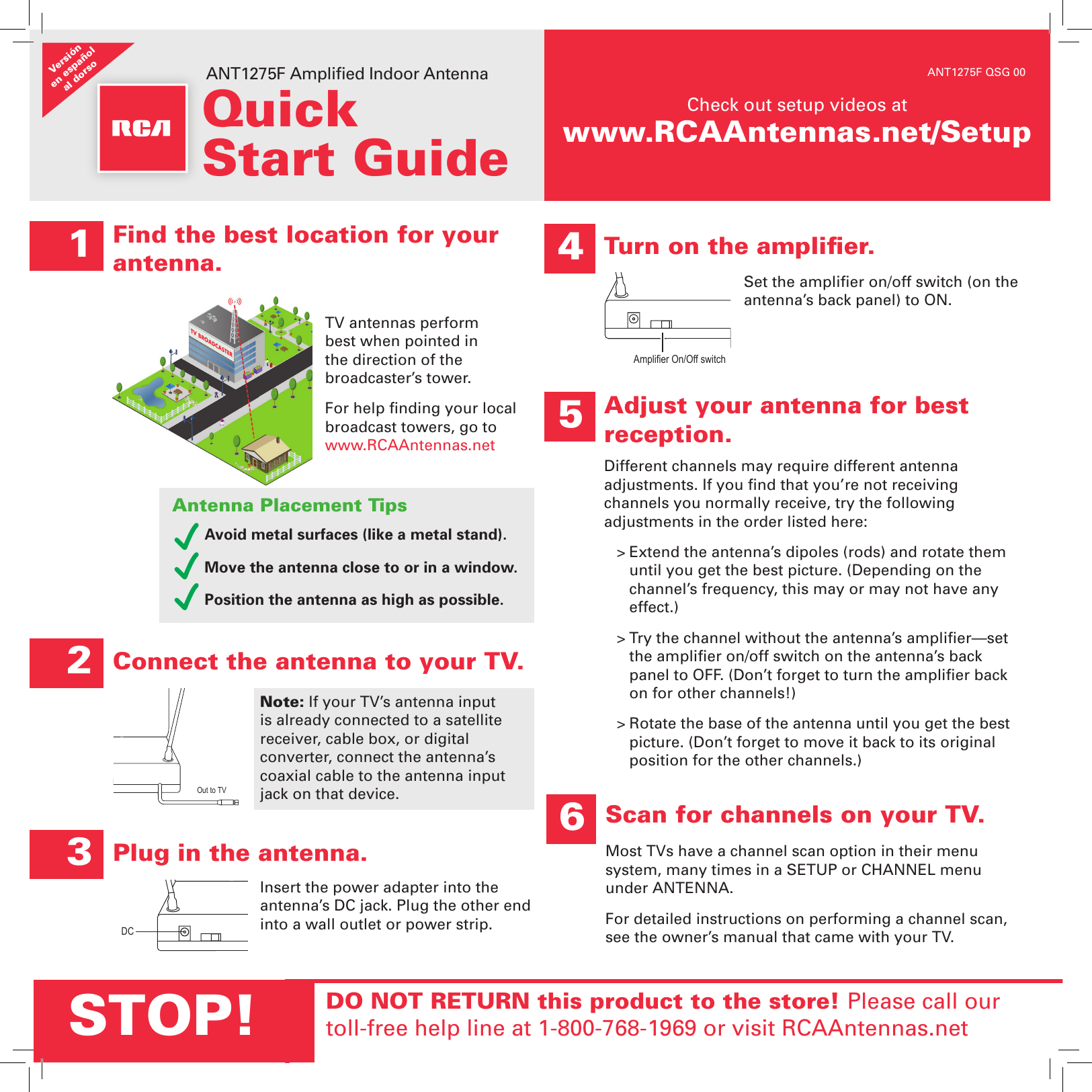 Page 1 of 2 - RCA ANT1275F QSG 00 User Manual To The 55bd9050-0f24-4644-a98f-9a7b833d83cf