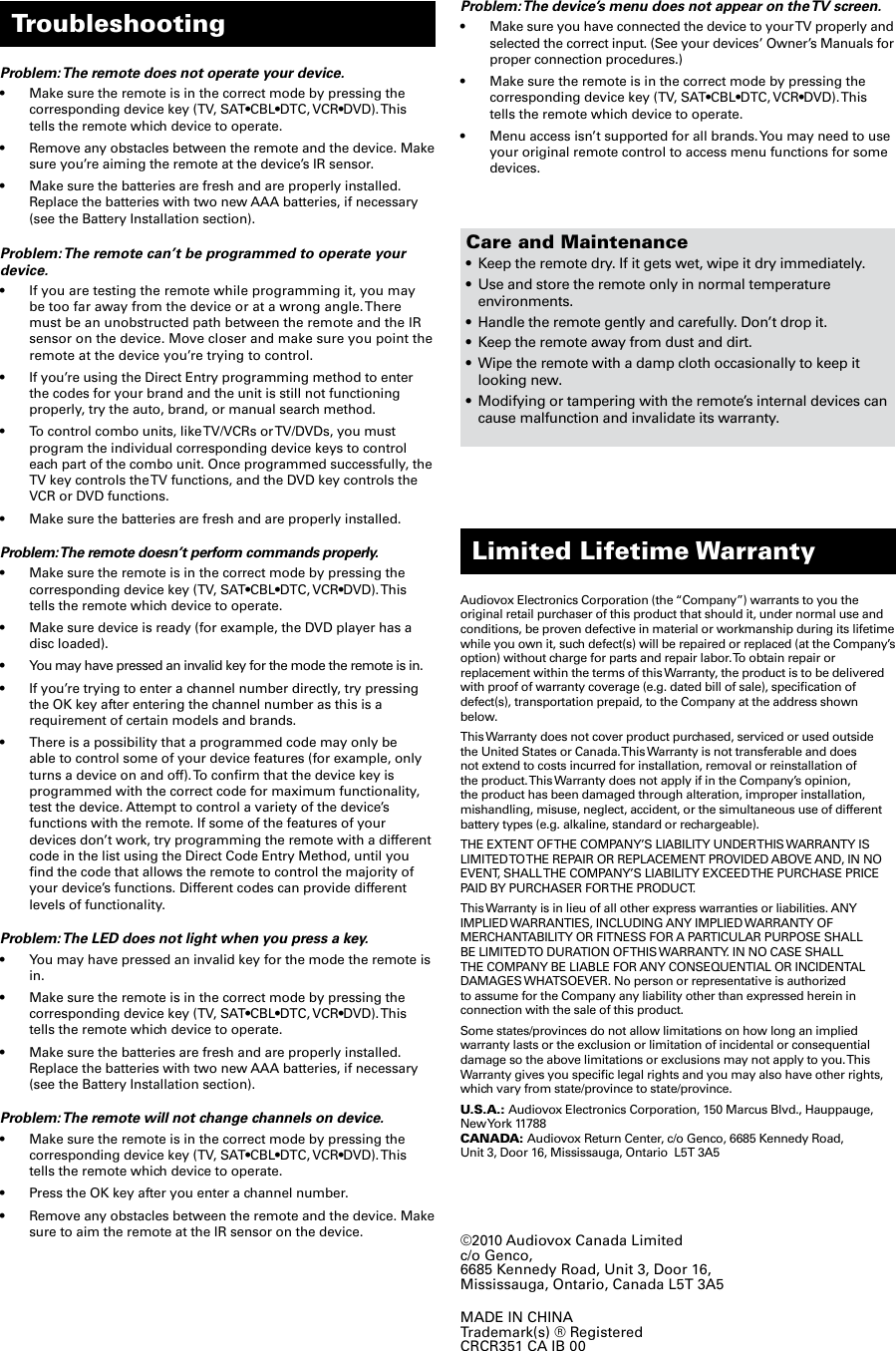 Page 6 of 6 - RCA CRCR351 User Manual  To The Fe45e504-b143-49d1-9e7c-2e754c92d8d2