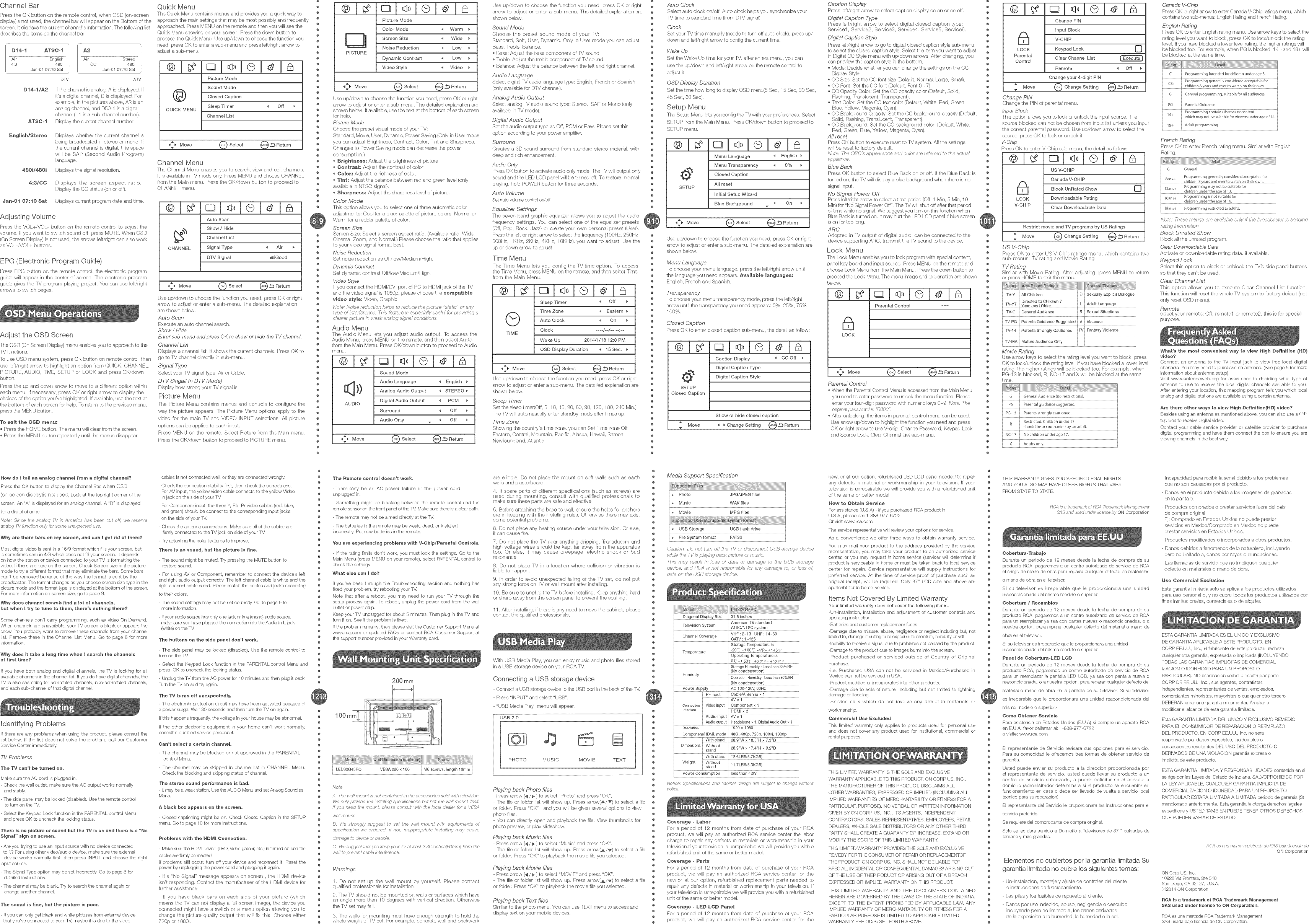 Page 2 of 2 - RCA LED32G45RQ User Manual  LED TV - Manuals And Guides 1405188L