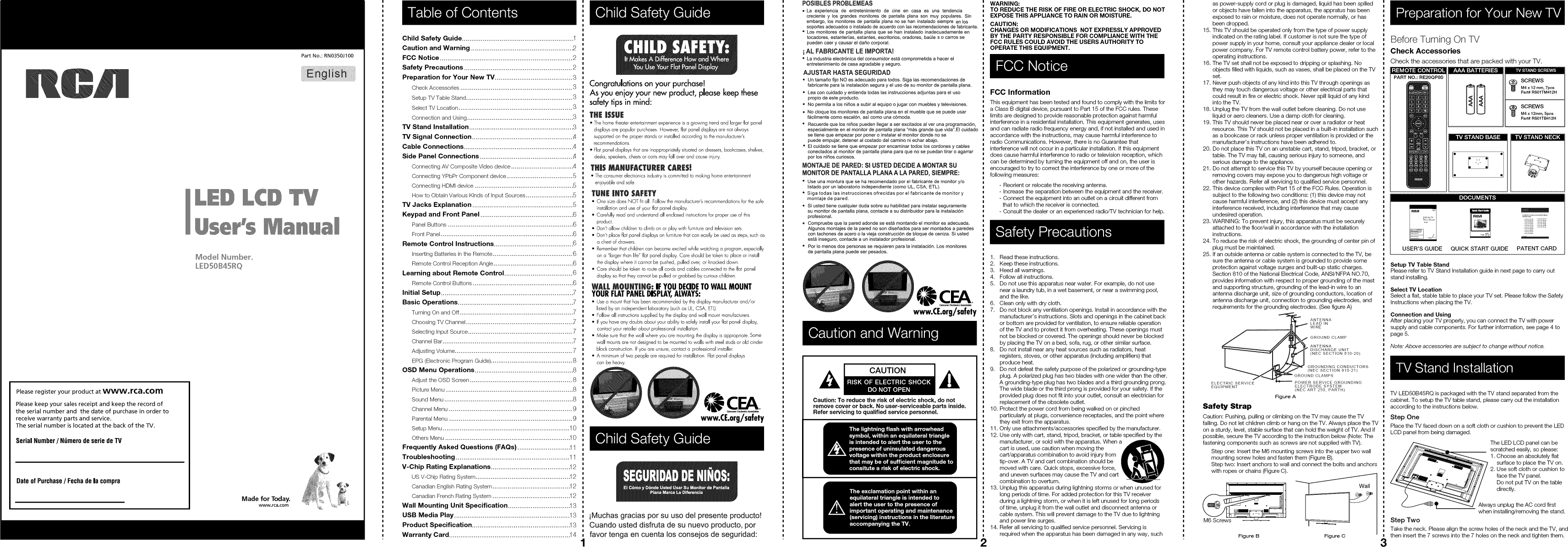 Page 1 of 4 - RCA LED50B45RQ User Manual  LCD TV - Manuals And Guides 1404038L