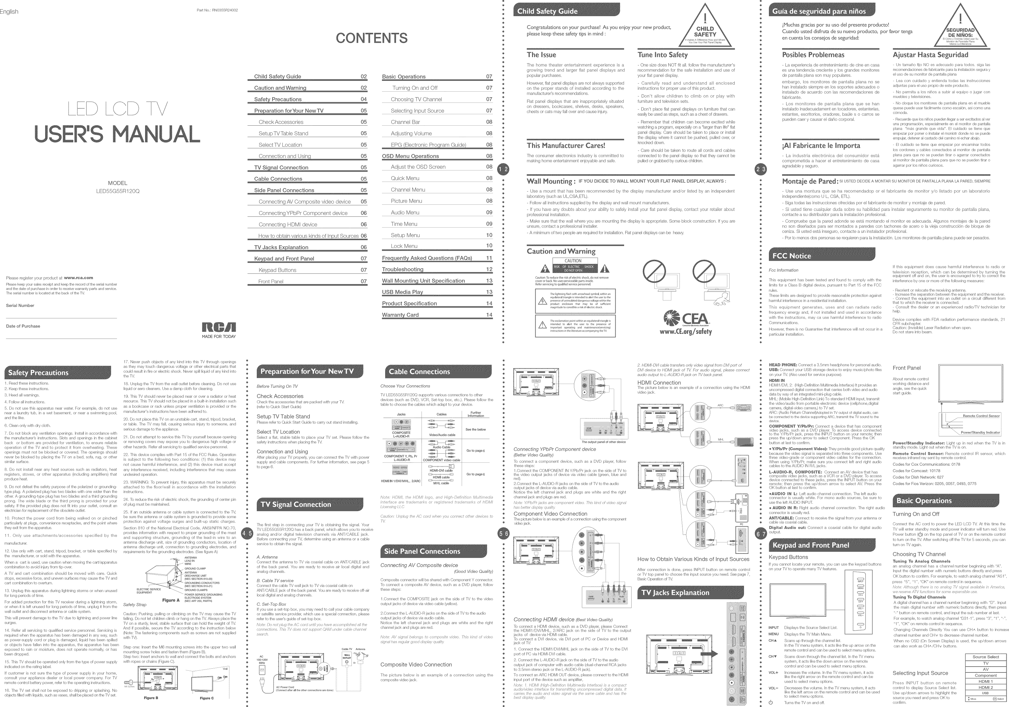 Page 1 of 2 - RCA LED55G55R120Q User Manual  LED TV - Manuals And Guides 1405369L