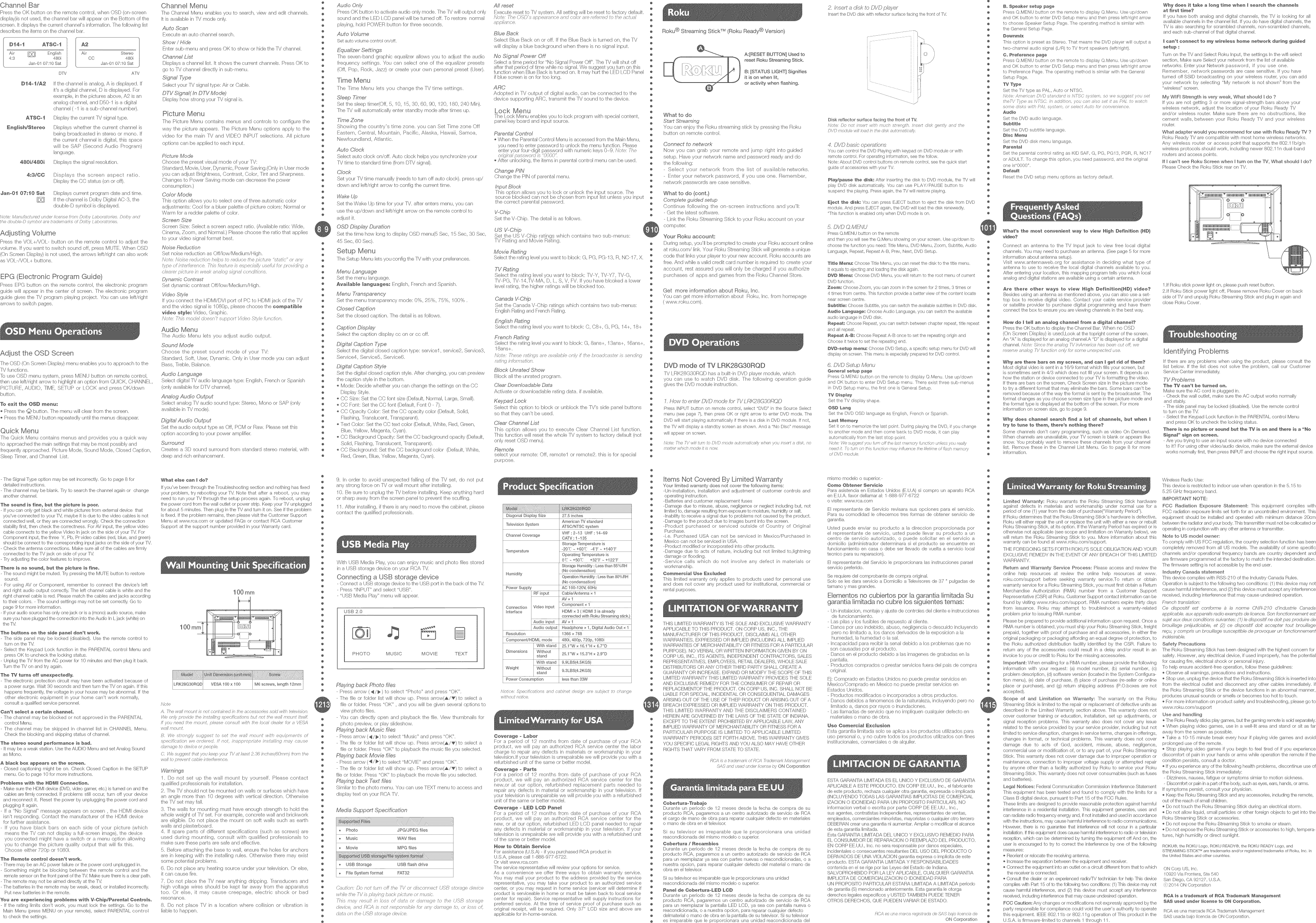 Page 2 of 2 - RCA LRK28G30RQD User Manual  LCD TV/DVD - Manuals And Guides 1409336L