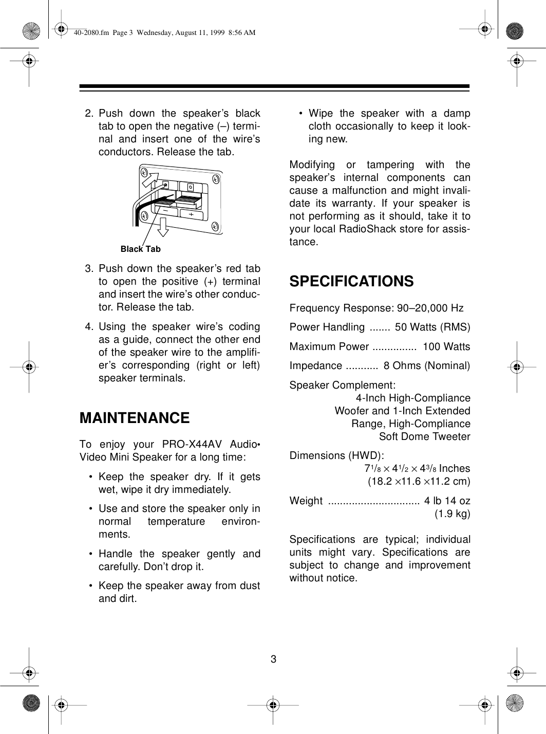 Page 3 of 4 - RCA PRO-X44AV 40-2080 User Manual  To The 199473ba-39a4-4eb7-be40-c0d4c550099d