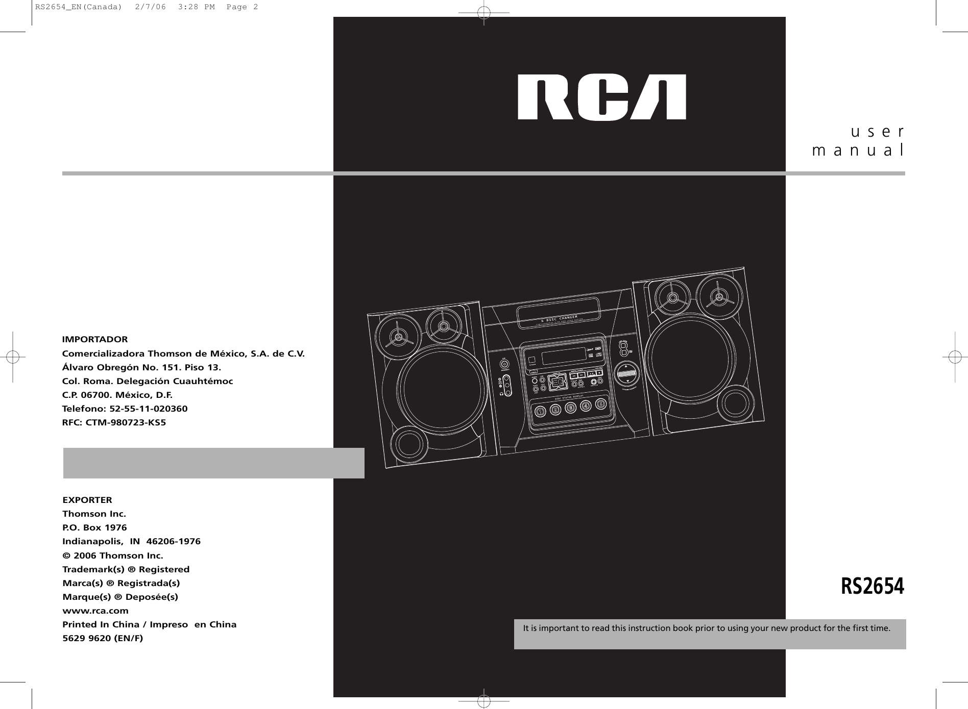 Page 1 of 11 - RCA RS2654 RS2654_EN(Canada) User Manual  To The Fab9af3f-9098-4d46-a556-a1a1d4645550