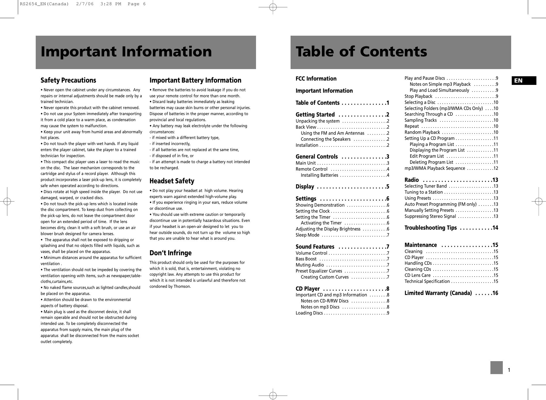 Page 3 of 11 - RCA RS2654 RS2654_EN(Canada) User Manual  To The Fab9af3f-9098-4d46-a556-a1a1d4645550