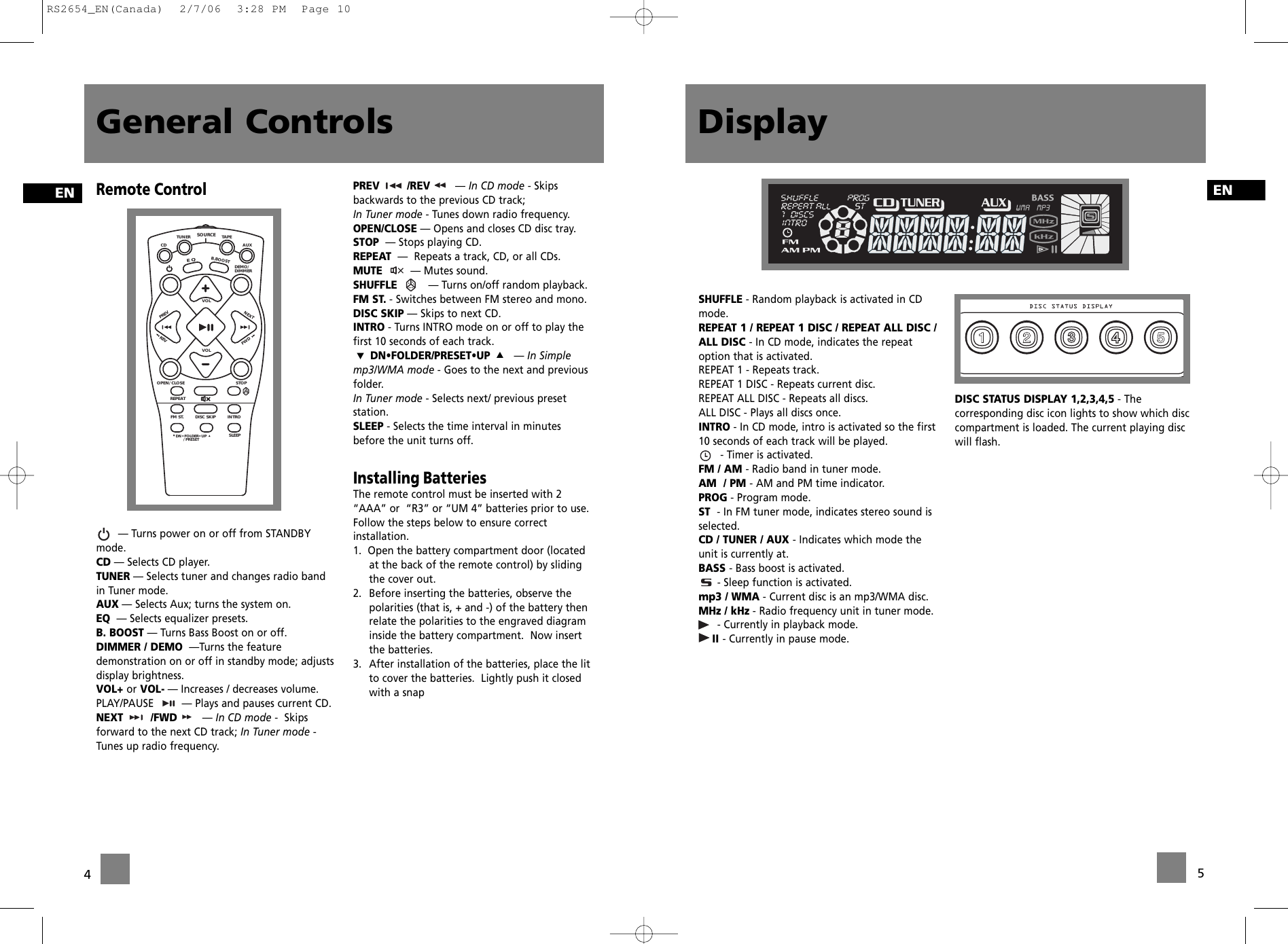 Page 5 of 11 - RCA RS2654 RS2654_EN(Canada) User Manual  To The Fab9af3f-9098-4d46-a556-a1a1d4645550