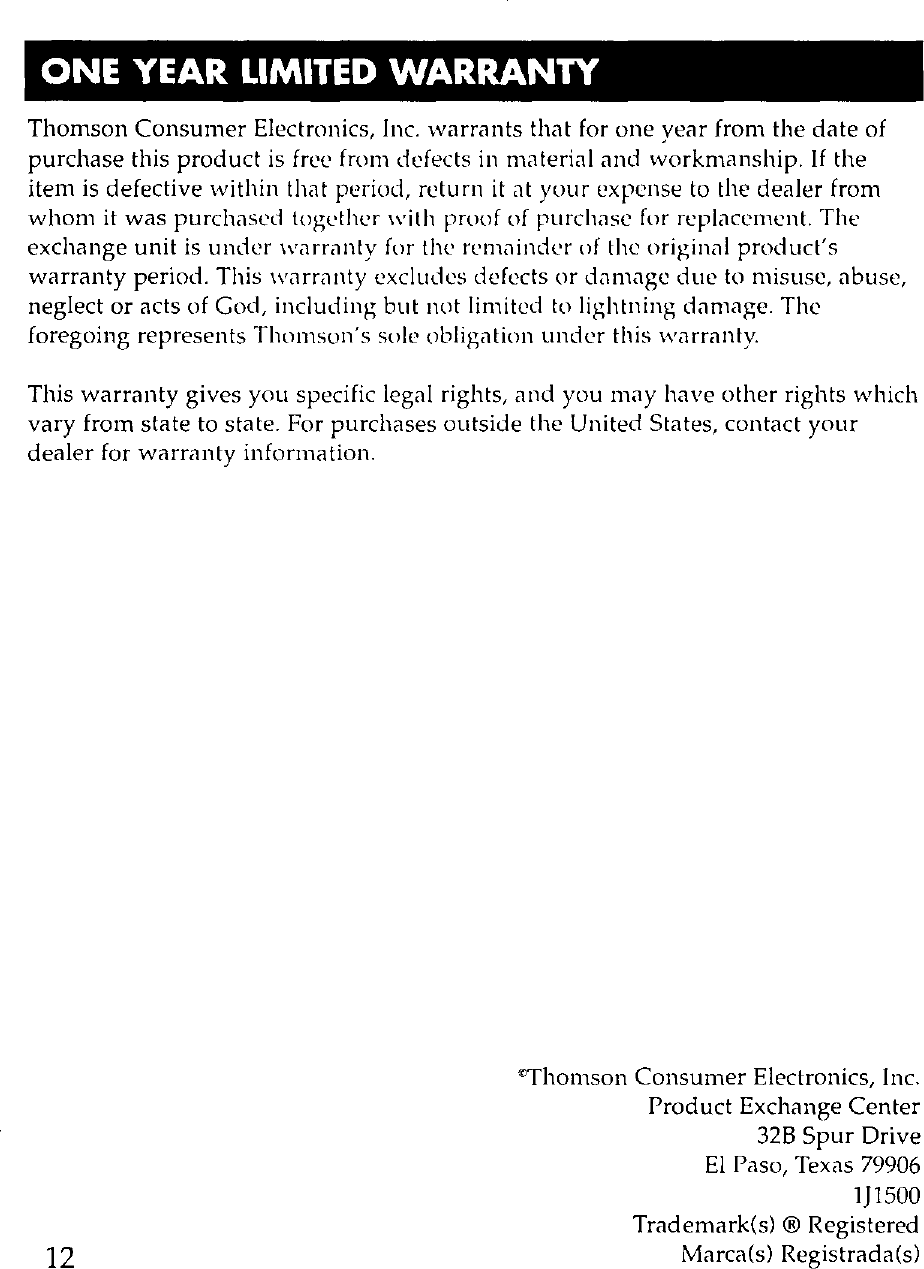 Page 12 of 12 - RCA WHP150 User Manual  To The 4985ad82-0086-4b30-978f-70da27be204c