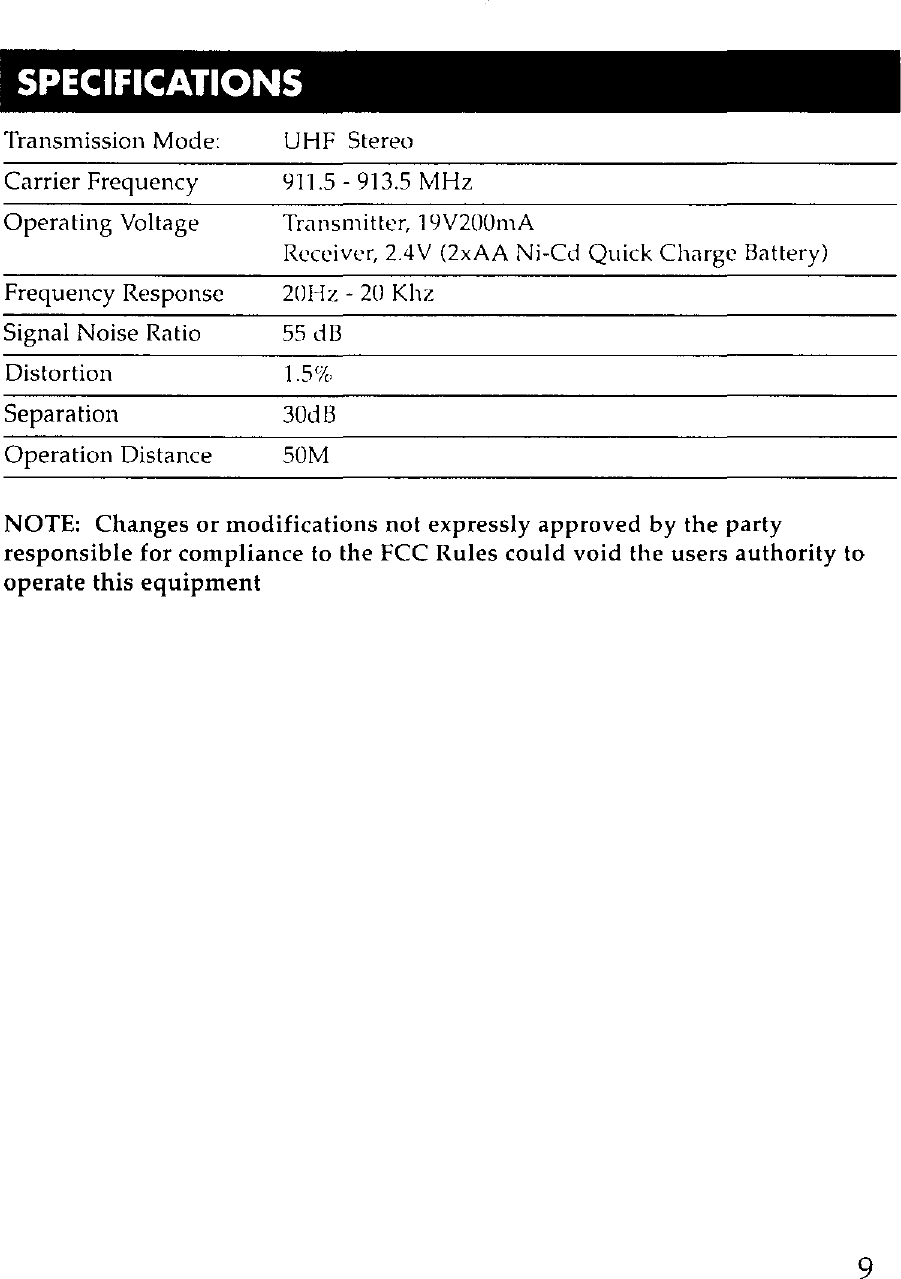 Page 9 of 12 - RCA WHP150 User Manual  To The 4985ad82-0086-4b30-978f-70da27be204c