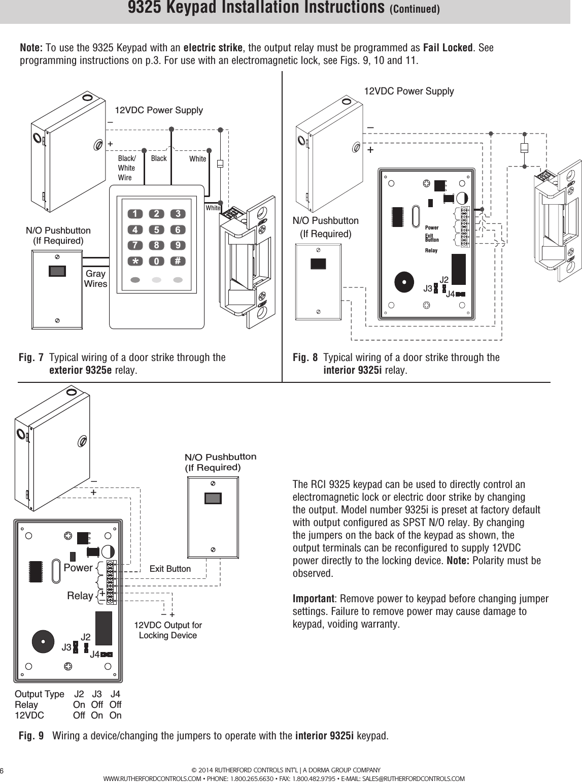Page 6 of 8 - RCI  9325 Stand Alone Keypads Installation Instructions IS9325 R0714-1