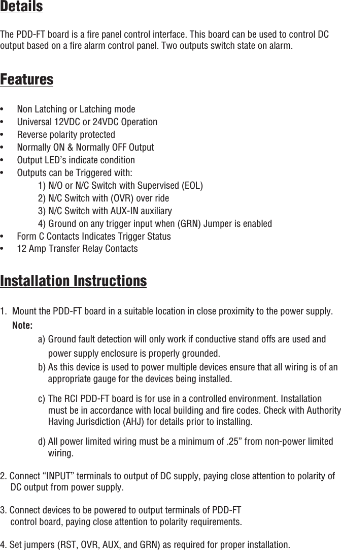 Page 2 of 8 - RCI  PDD-FT Power Supply Board Installation Instructions Is10psfpd R0715-1