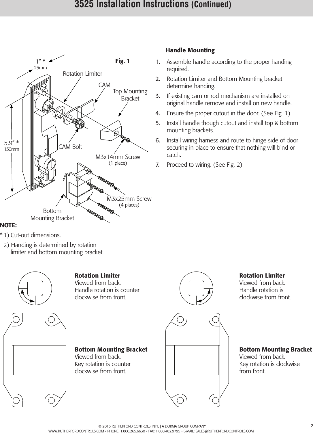 Page 2 of 3 - RCI  3525 Electromechanical Rack Handle Lock Installation Instructions Is3525 R1115