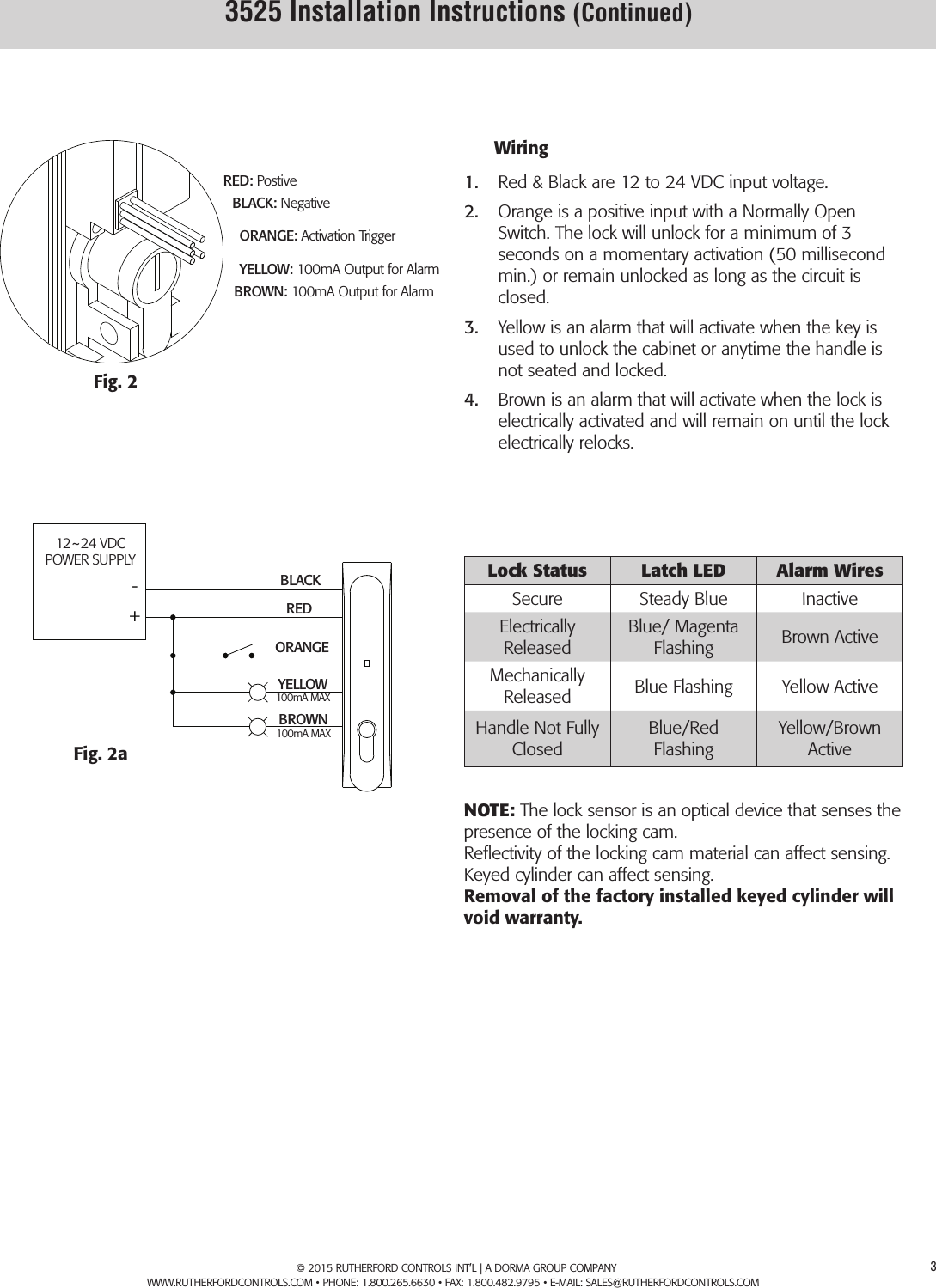 Page 3 of 3 - RCI  3525 Electromechanical Rack Handle Lock Installation Instructions Is3525 R1115