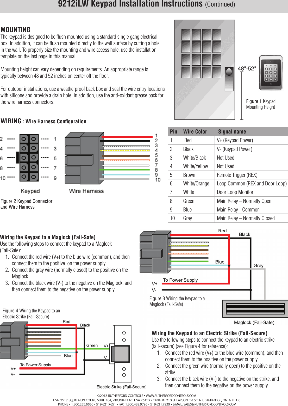 Page 2 of 6 - RCI  9212i LW Stand Alone Keypads Installation Instructions Is9212ilw R1113