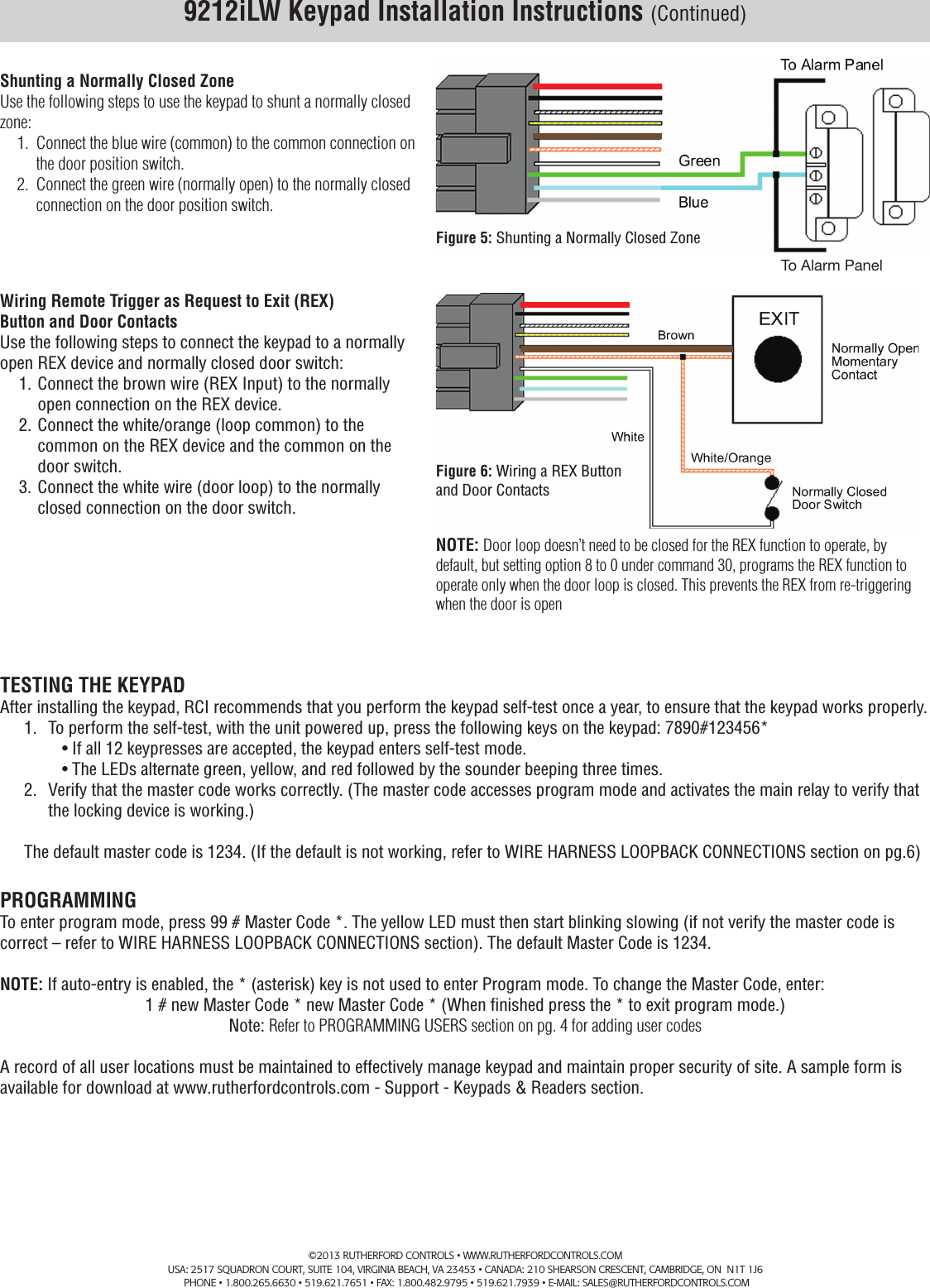 Page 3 of 6 - RCI  9212i LW Stand Alone Keypads Installation Instructions Is9212ilw R1113