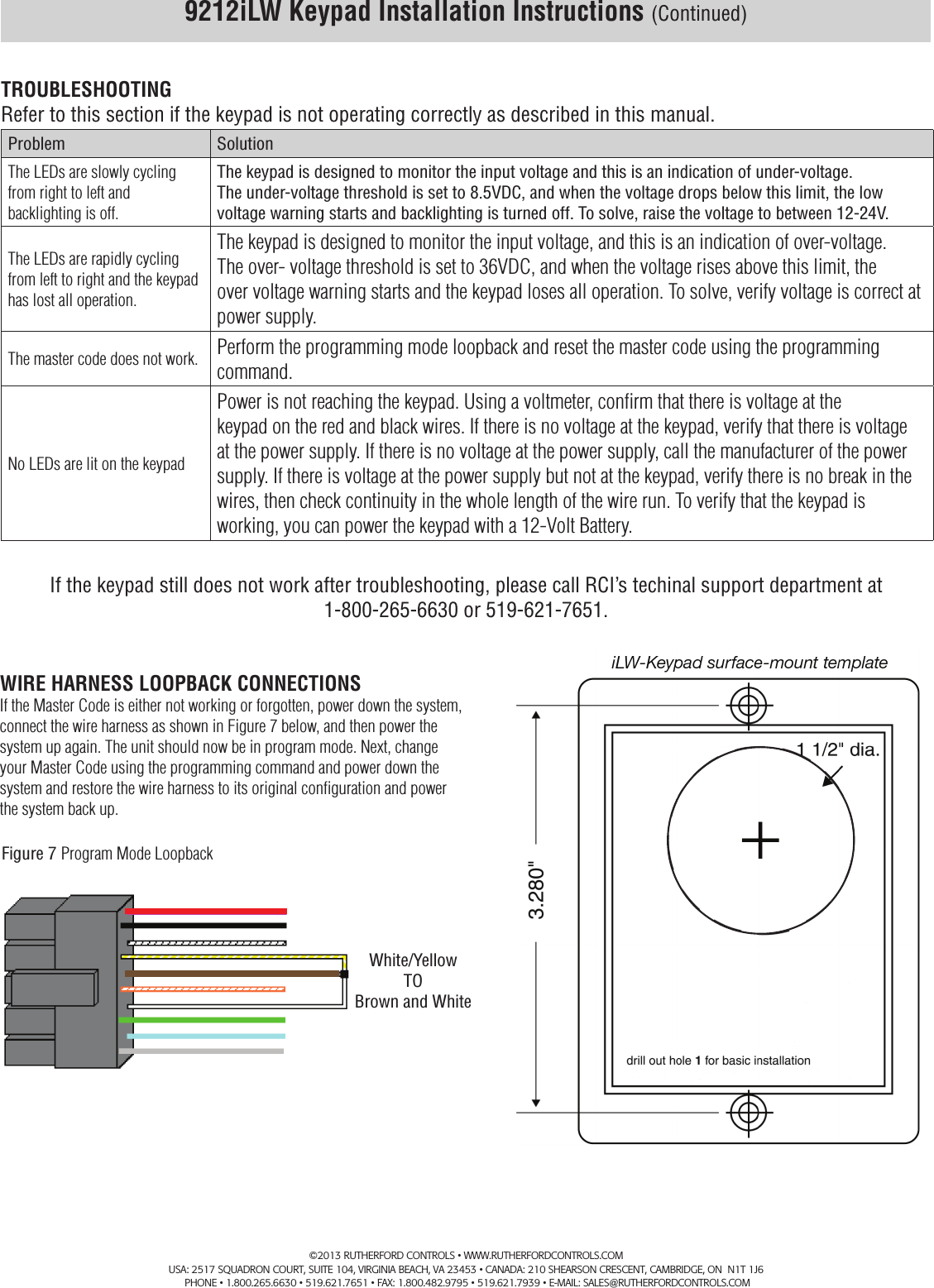 Page 6 of 6 - RCI  9212i LW Stand Alone Keypads Installation Instructions Is9212ilw R1113