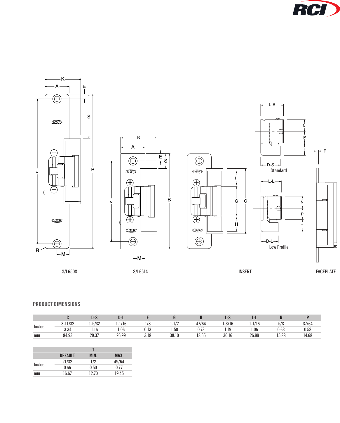 Page 3 of 4 - RCI  6 Series Heavy Duty Electric Strike Product Sheet Zl6 R0616-2 Pages