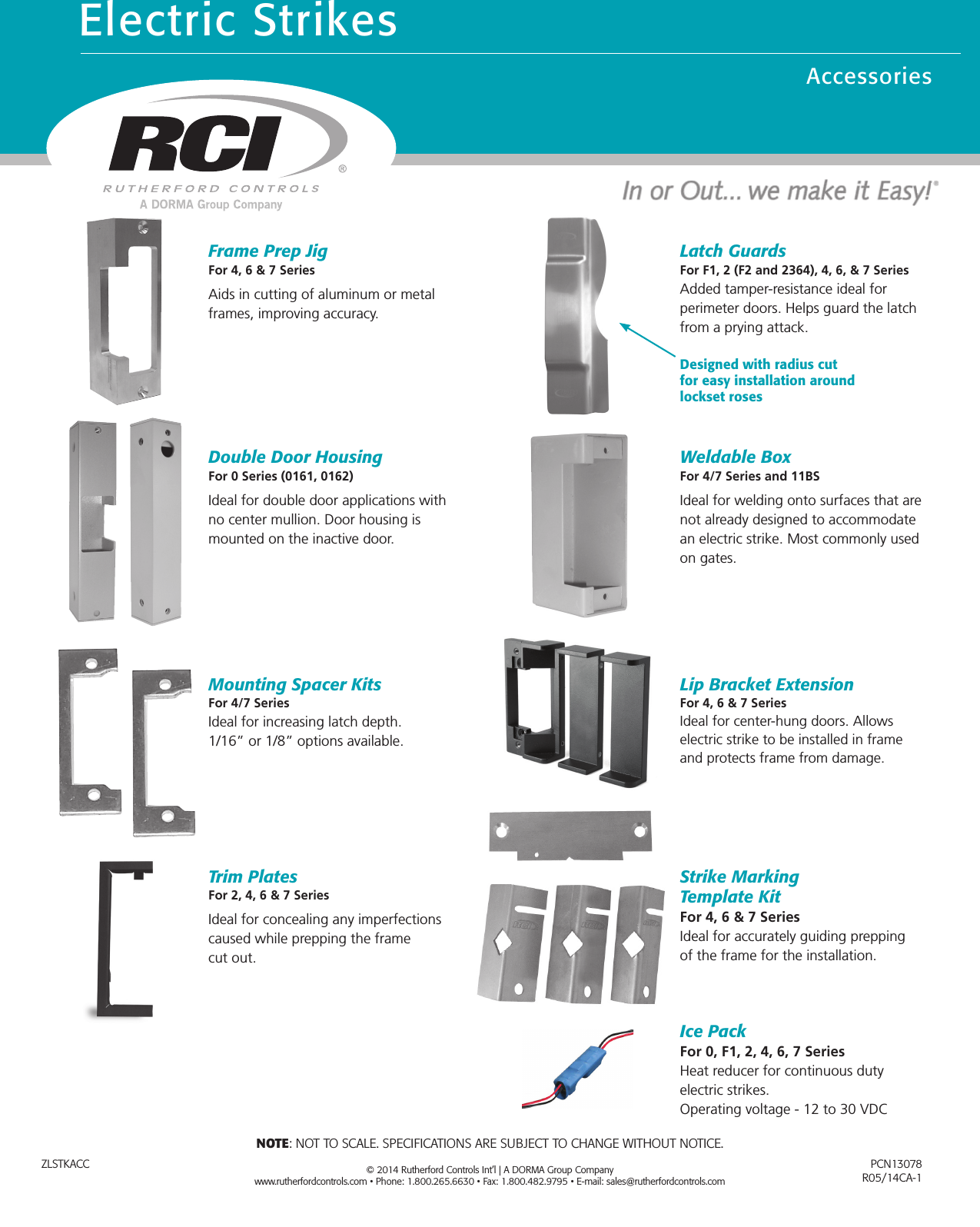 Rci Electric Strikes Accessories Product Sheet Zlstkacc R0514 1