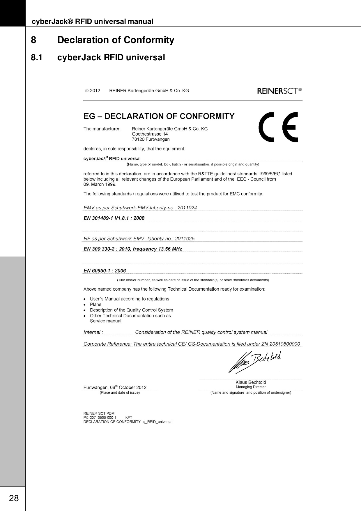 cyberJack&reg; RFID universal manual288 Declaration of Conformity8.1 cyberJack RFID universal