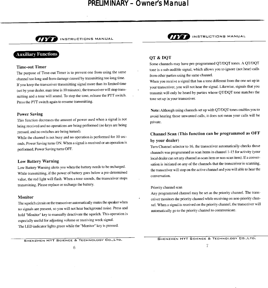 PRELIMINARY PRELIMINARY PRELIMINARY PRELIMINARY ––––    Owner’s ManualOwner’s ManualOwner’s ManualOwner’s Manual        