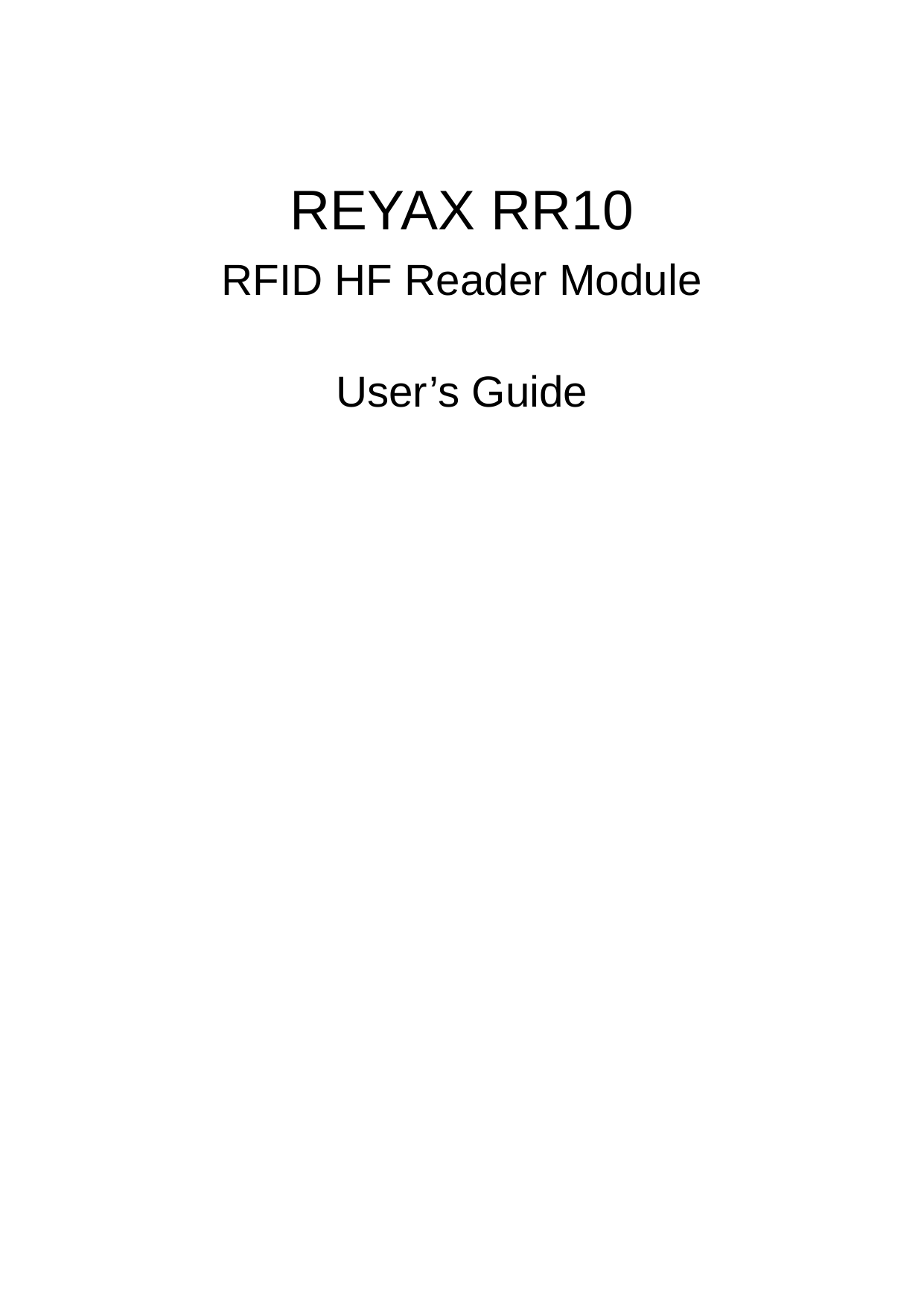 REYAX RR10 RFID HF Reader Module    User’s Guide 