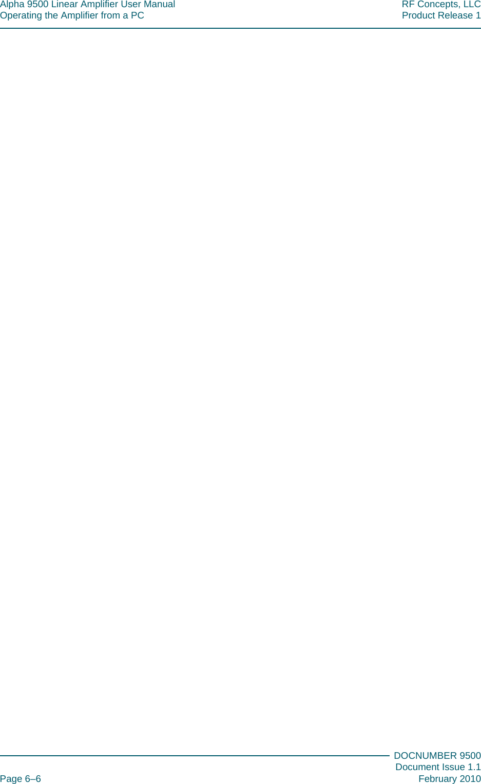 Alpha 9500 Linear Amplifier User Manual RF Concepts, LLCOperating the Amplifier from a PC Product Release 1DOCNUMBER 9500Document Issue 1.1Page 6–6 February 2010666