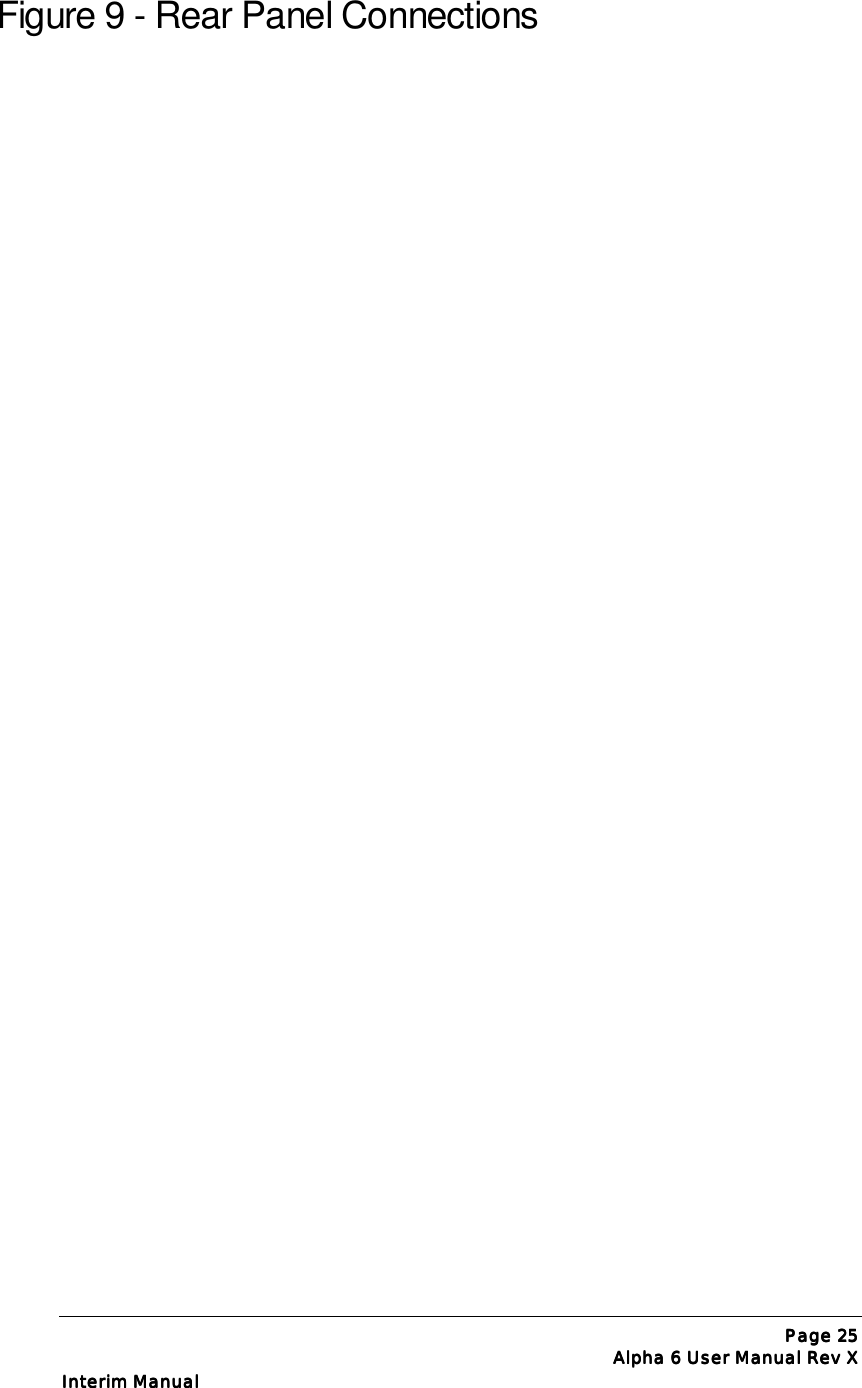 Page Page Page Page 25252525Alpha 6 User Manual Rev XAlpha 6 User Manual Rev XAlpha 6 User Manual Rev XAlpha 6 User Manual Rev XInterim ManualInterim ManualInterim ManualInterim ManualFigure 9 - Rear Panel Connections