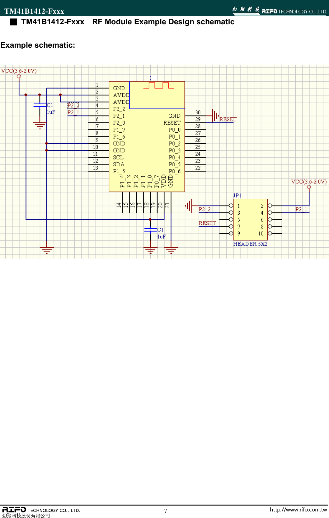 TM41B1412-Fxxx                                                                                                        7■  TM41B1412-Fxxx    RF Module Example Design schematic  Example schematic:                       