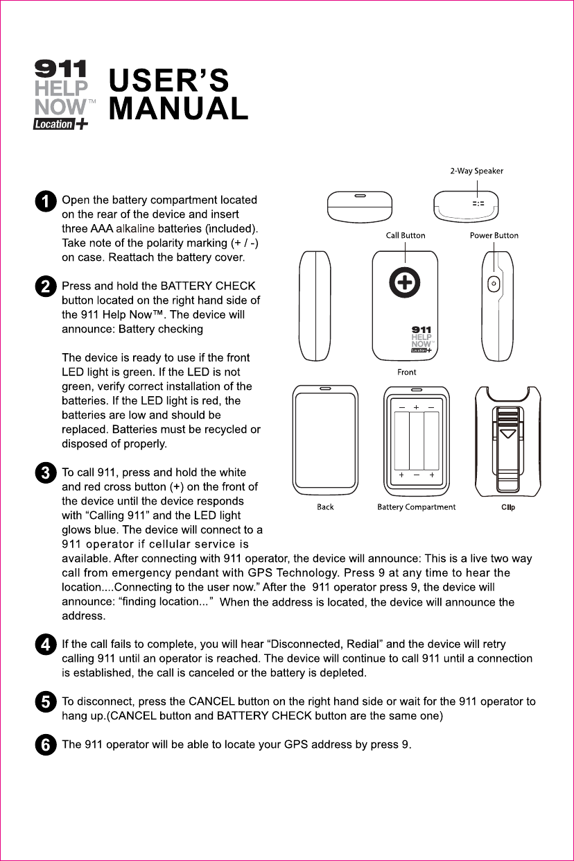 Page 1 of RMR Management Group 911A 911A Location Calling Device User Manual                      2