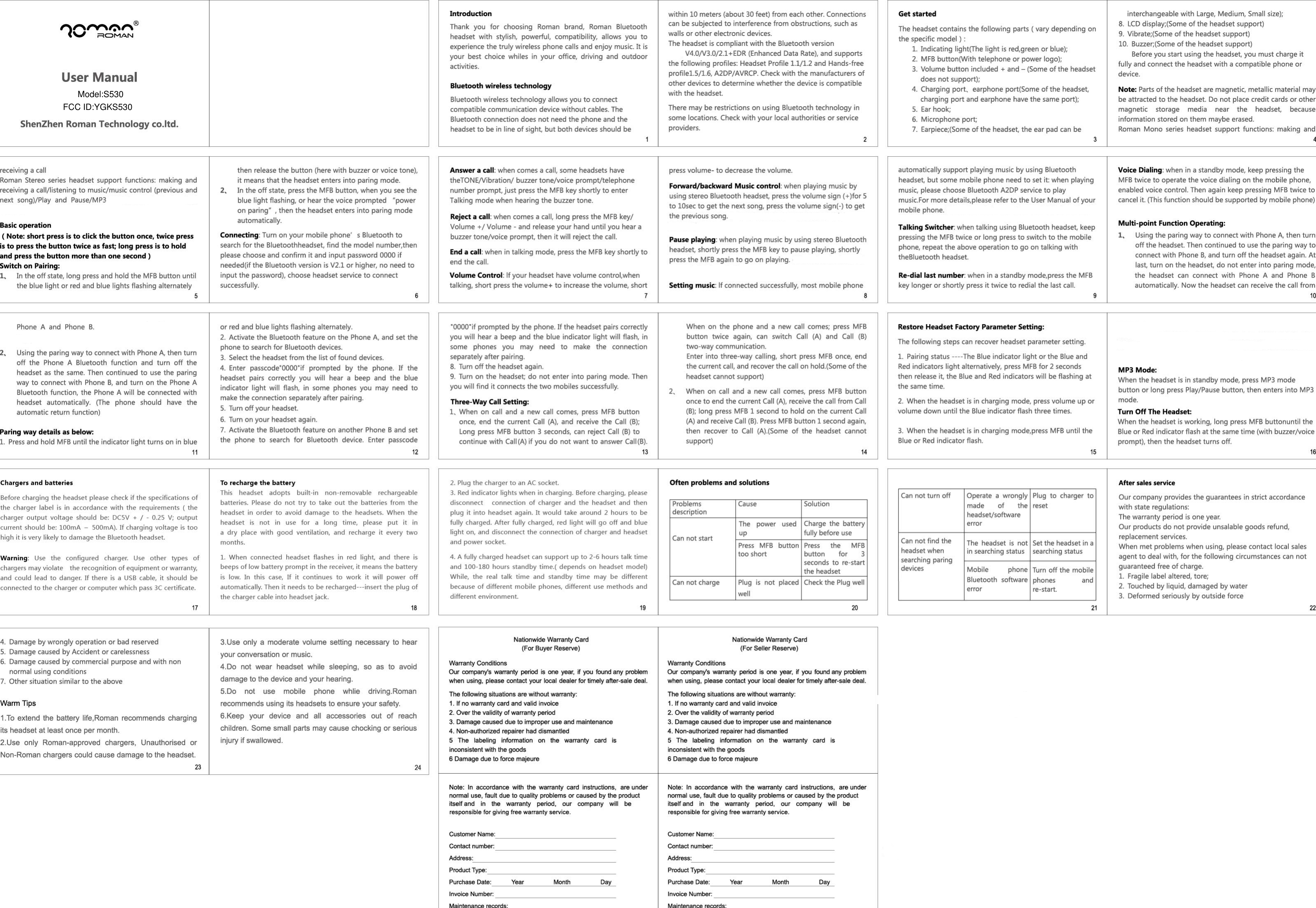 FCC ID:YGKS530Model:S530