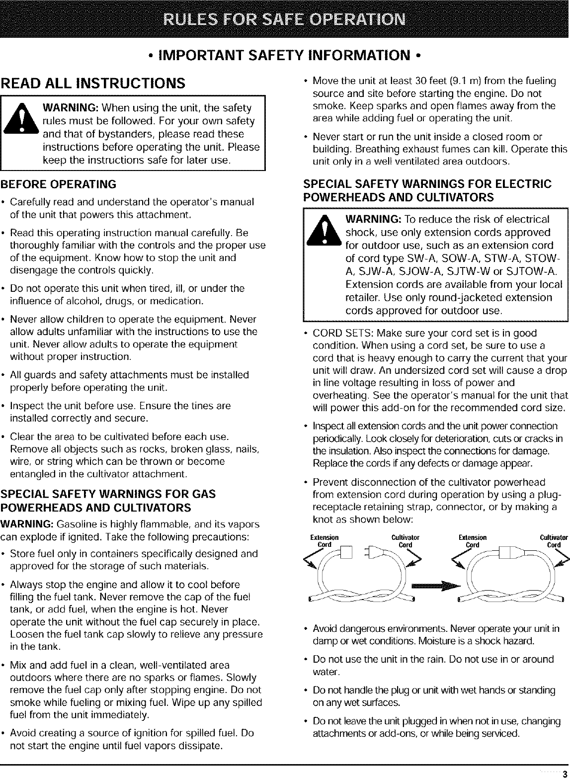 Page 3 of 12 - RYOBI  Cultivator Manual L0403049