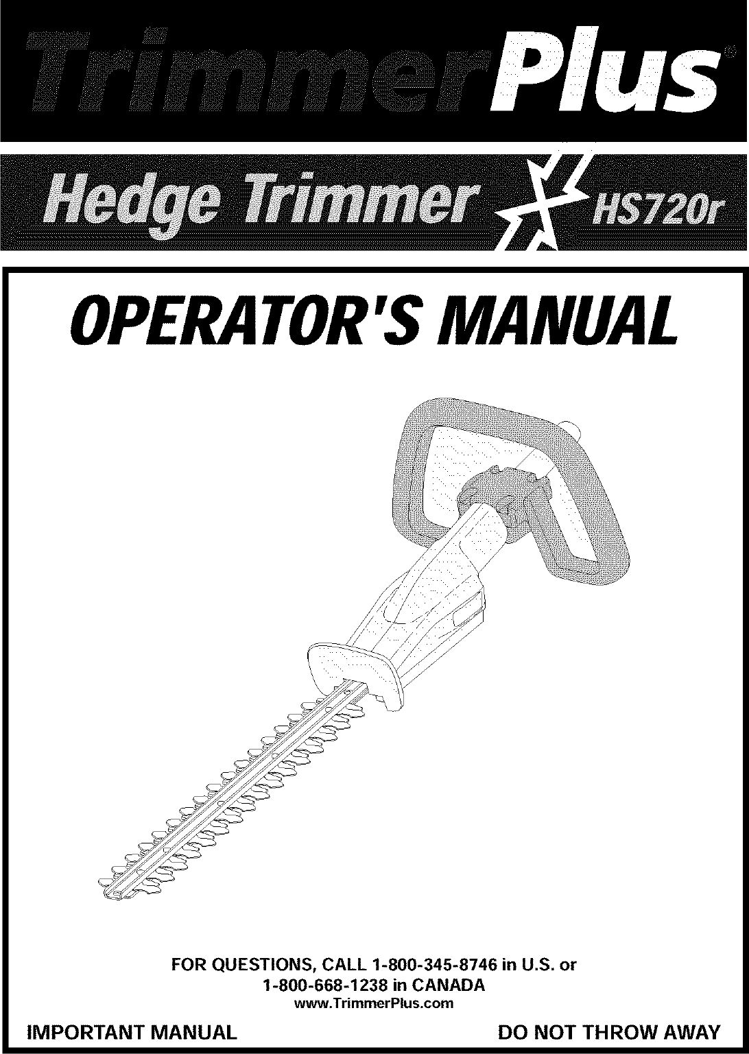 RYOBI Hedge Trimmer, Gas Manual L0403050