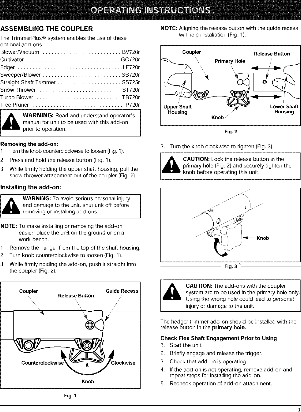 Page 7 of 12 - RYOBI  Hedge Trimmer, Gas Manual L0403050