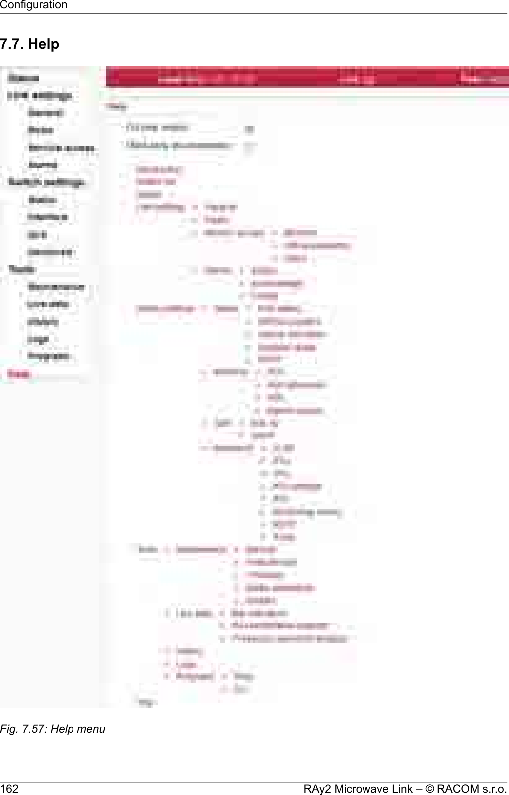 7.7. HelpFig. 7.57: Help menuRAy2 Microwave Link – © RACOM s.r.o.162Configuration