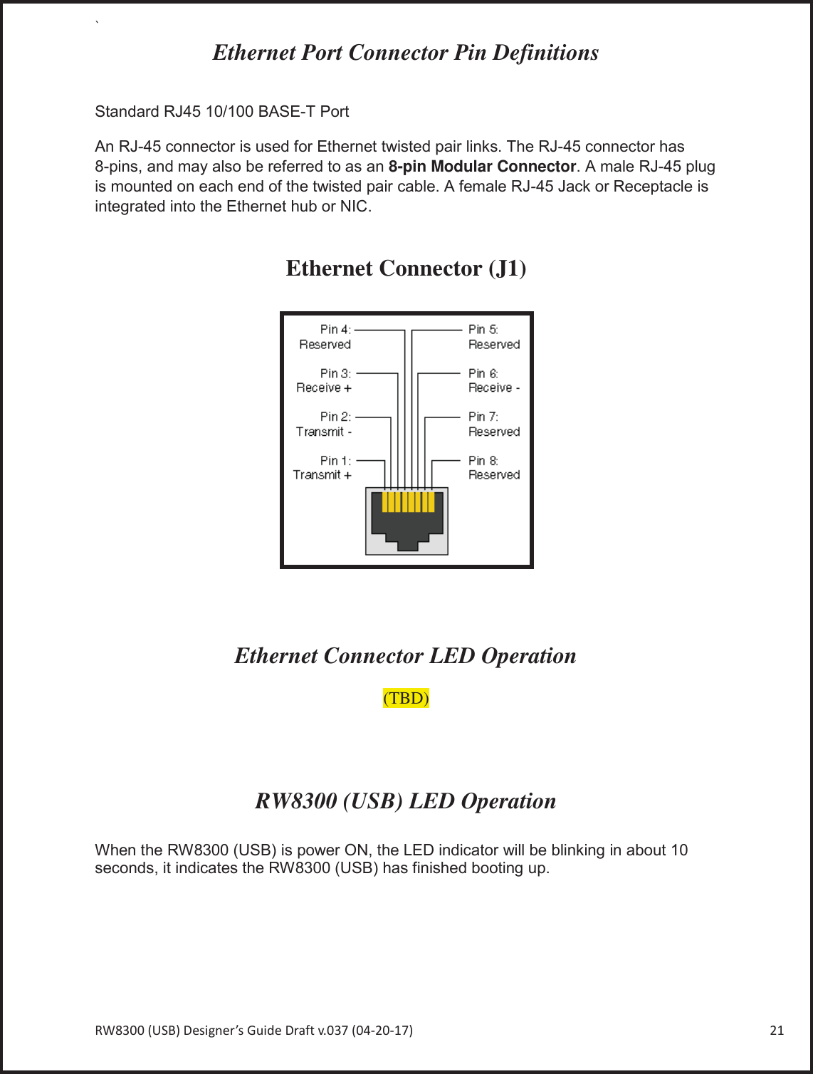 Page 21 of Radicom Research RW8300 2.4G wifi +BT4.0(BLE) Module User Manual Ethan Frome