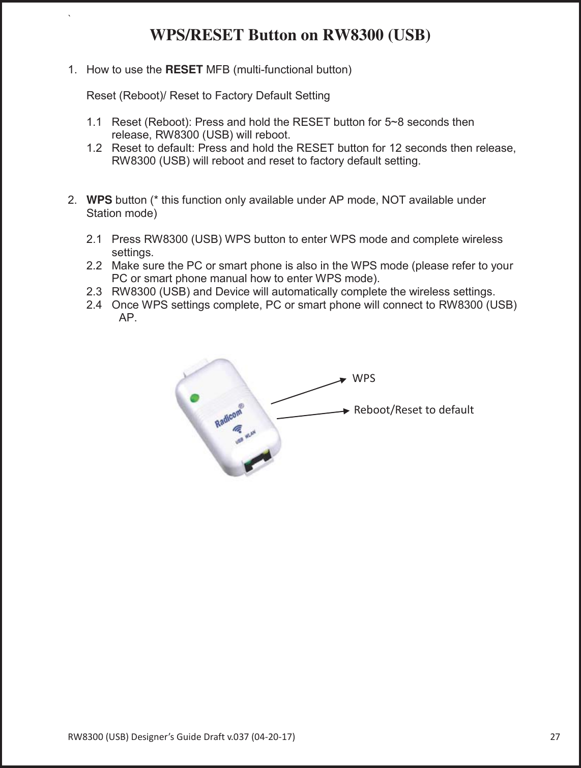 Page 27 of Radicom Research RW8300 2.4G wifi +BT4.0(BLE) Module User Manual Ethan Frome