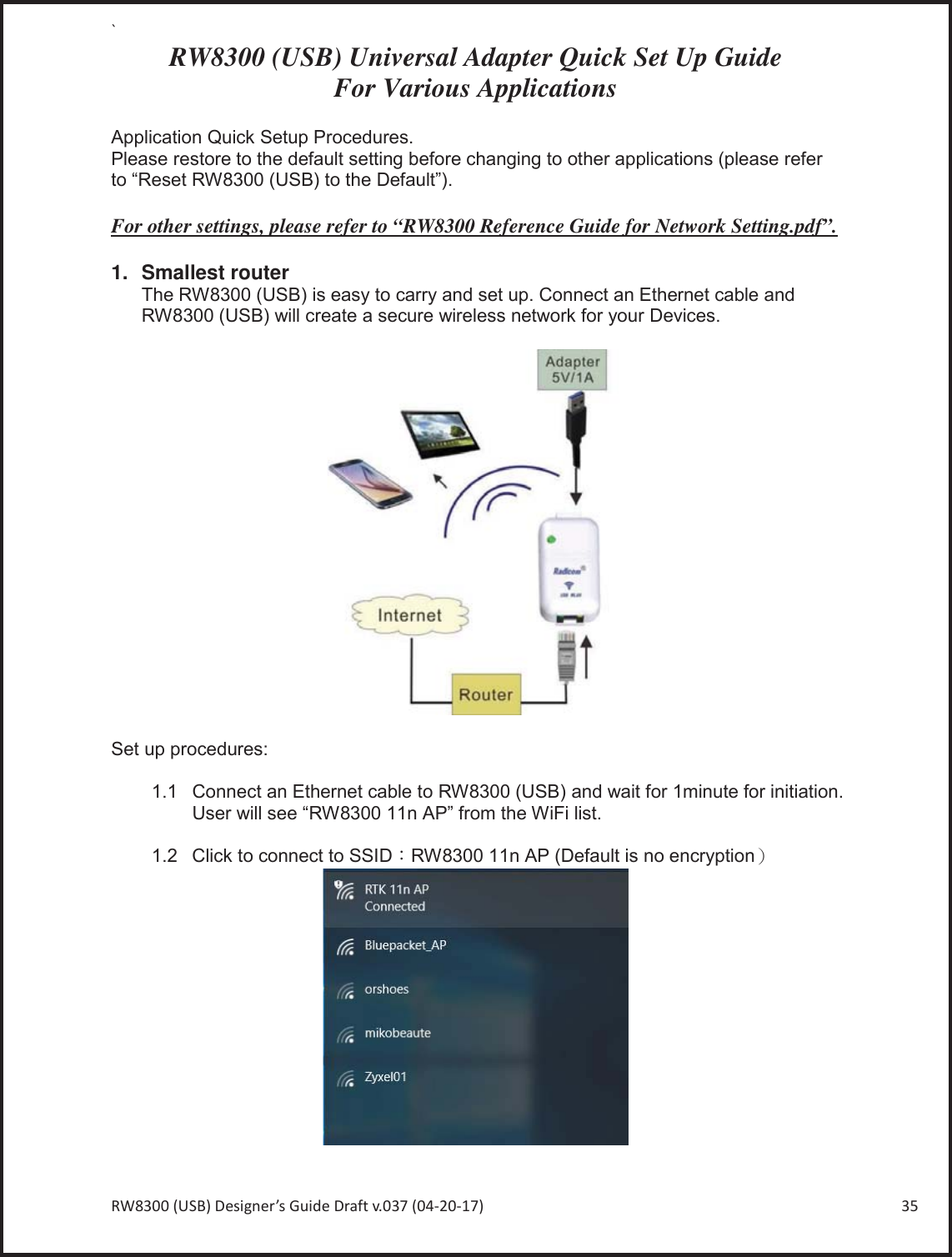 Page 35 of Radicom Research RW8300 2.4G wifi +BT4.0(BLE) Module User Manual Ethan Frome