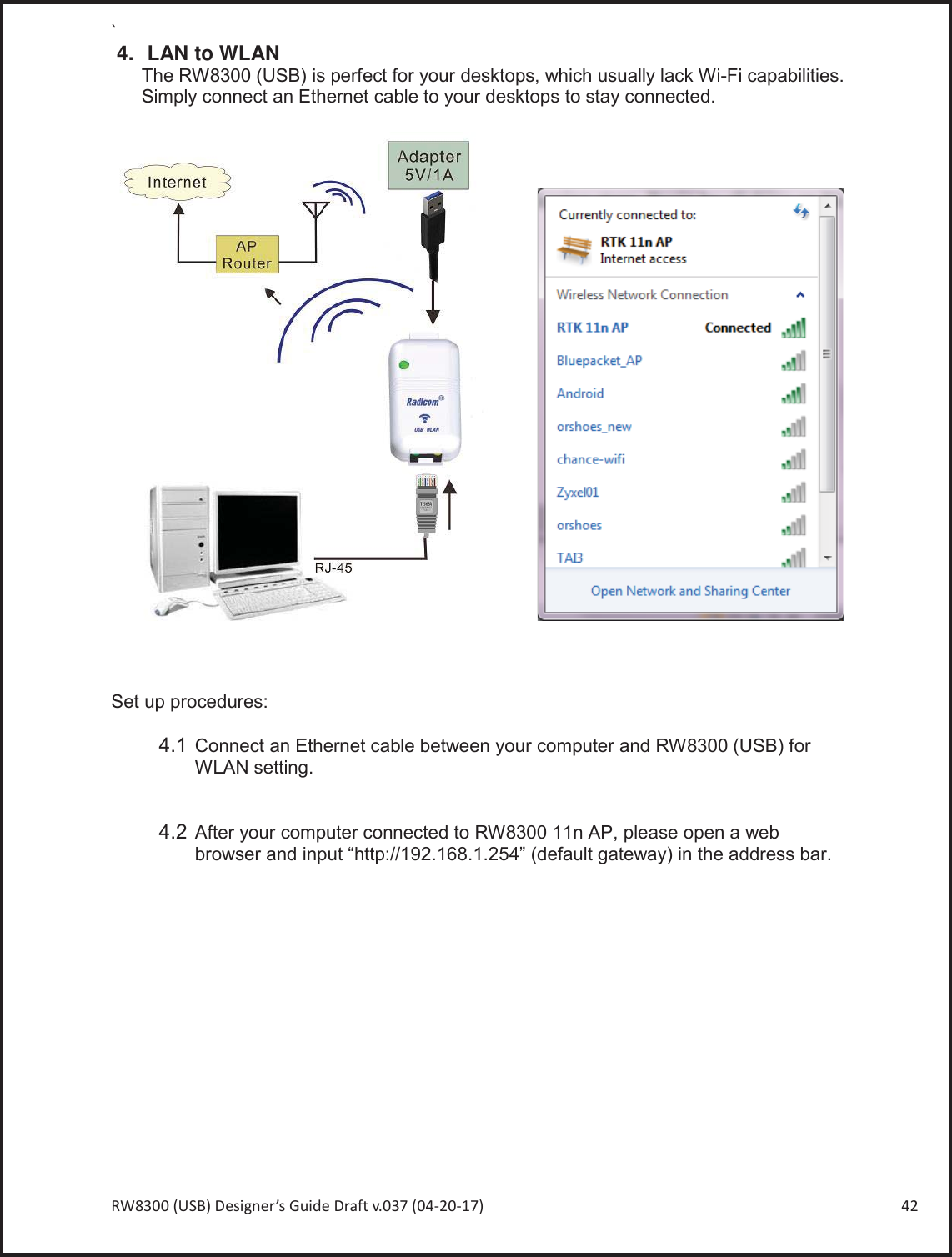 Page 42 of Radicom Research RW8300 2.4G wifi +BT4.0(BLE) Module User Manual Ethan Frome