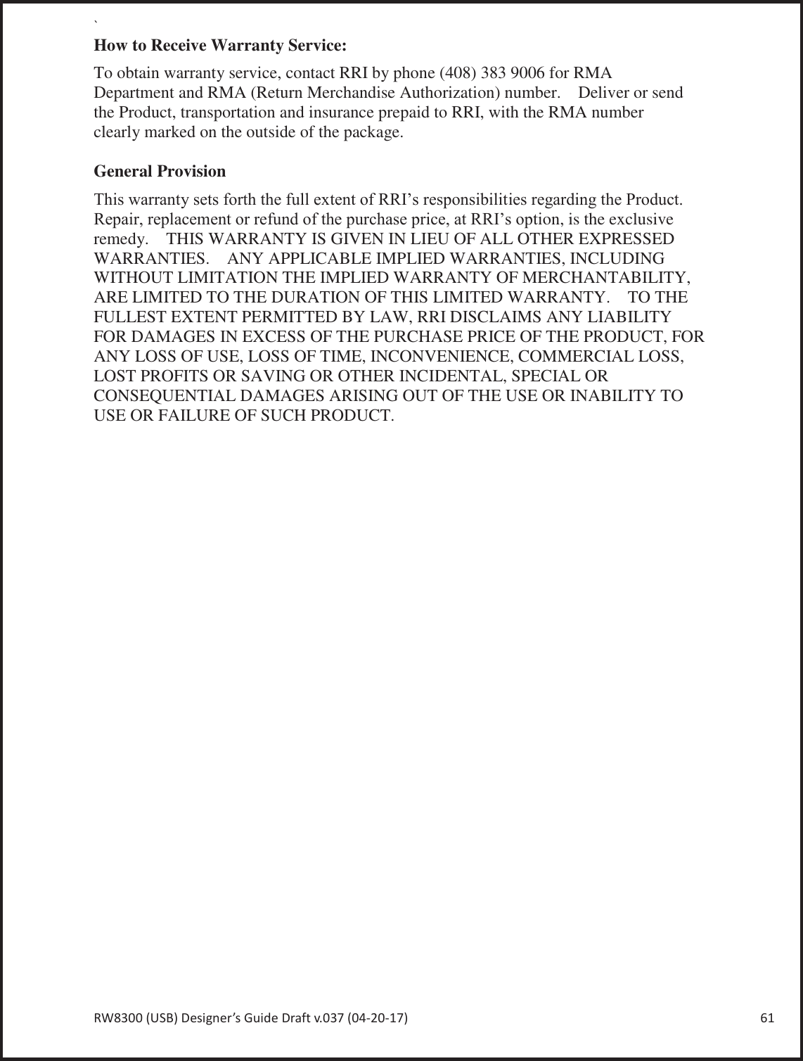 Page 61 of Radicom Research RW8300 2.4G wifi +BT4.0(BLE) Module User Manual Ethan Frome