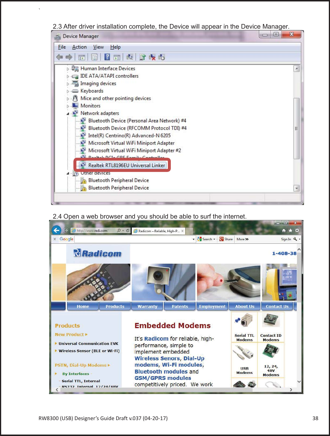 Page 38 of Radicom Research RW8300E Wireless universal adapter User Manual Ethan Frome