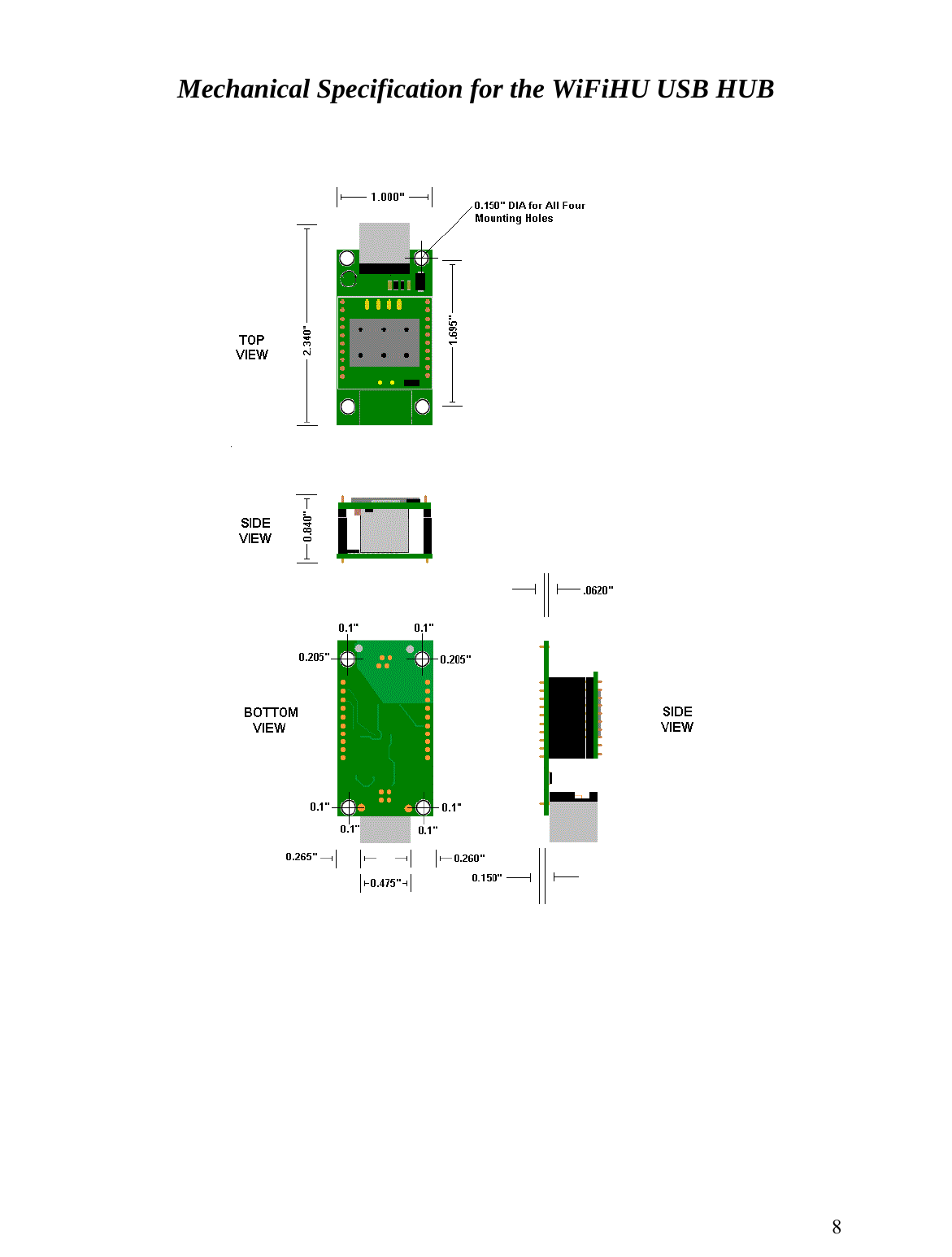  Mechanical Specification for the WiFiHU USB HUB                    8 
