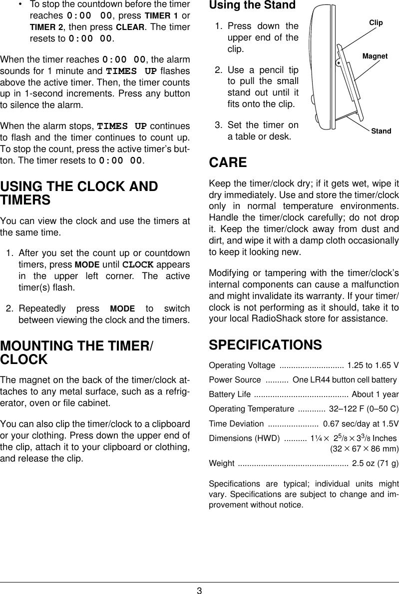 Page 3 of 4 - Radio-Shack Radio-Shack-04A01-Users-Manual- 63-898a  Radio-shack-04a01-users-manual