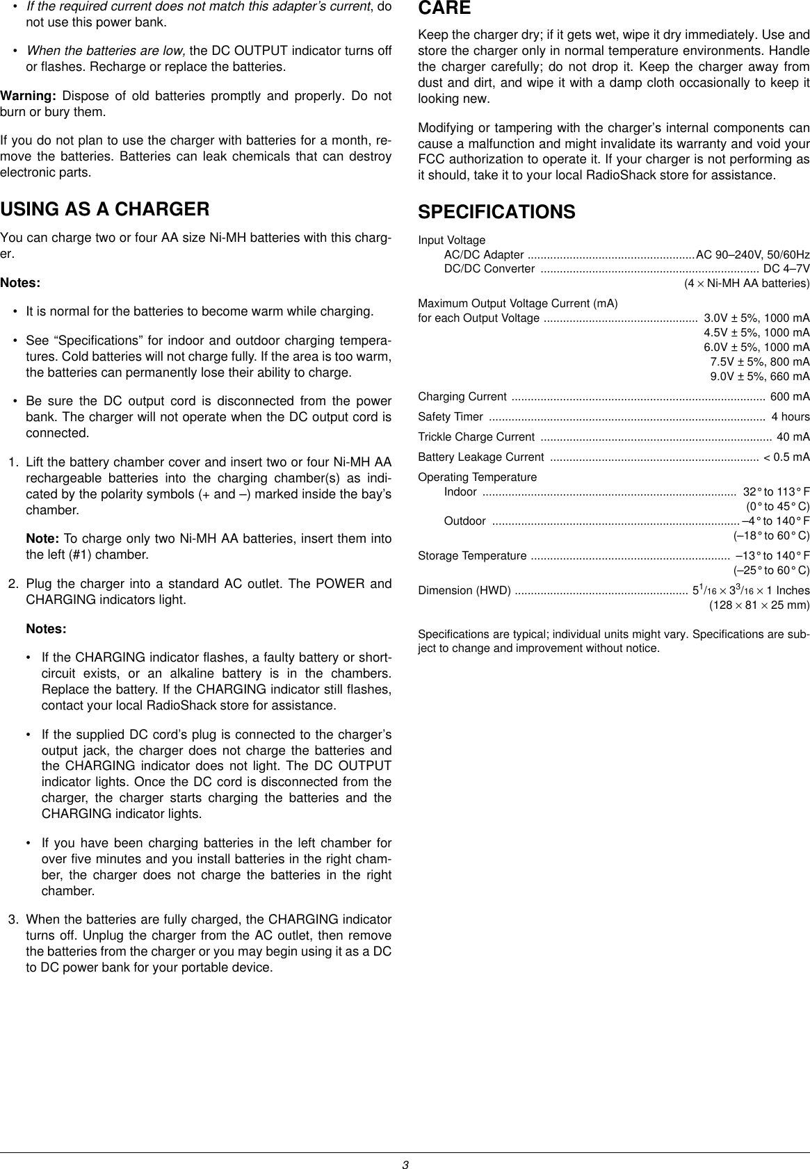 Page 3 of 4 - Radio-Shack Radio-Shack-08A01-Users-Manual- Www RadioShack With In-Line CircleR Radio-shack-08a01-users-manual