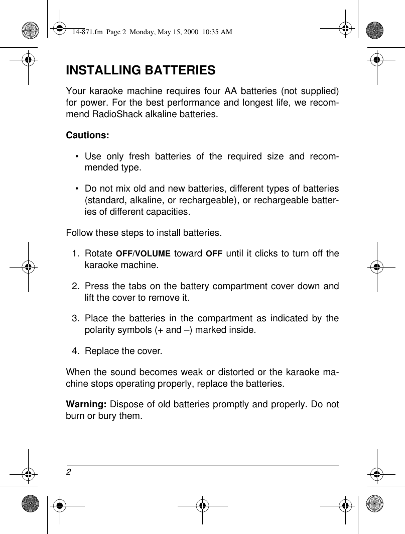 Page 2 of 8 - Radio-Shack Radio-Shack-14-871-Users-Manual- Www RadioShack With In-Line CircleR  Radio-shack-14-871-users-manual