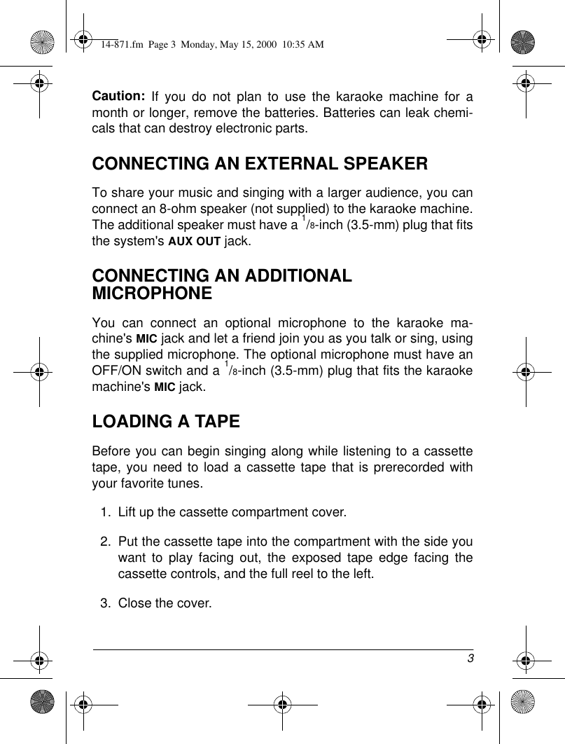 Page 3 of 8 - Radio-Shack Radio-Shack-14-871-Users-Manual- Www RadioShack With In-Line CircleR  Radio-shack-14-871-users-manual