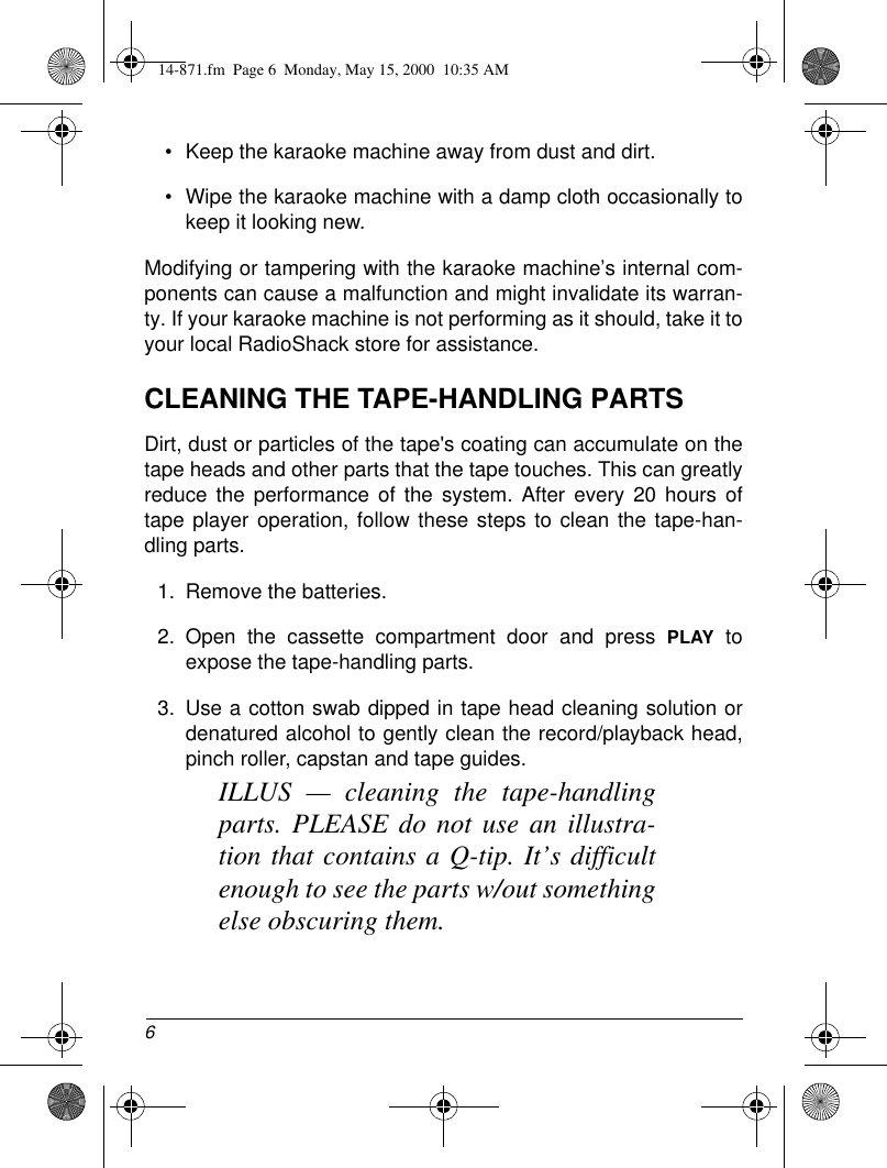 Page 6 of 8 - Radio-Shack Radio-Shack-14-871-Users-Manual- Www RadioShack With In-Line CircleR  Radio-shack-14-871-users-manual