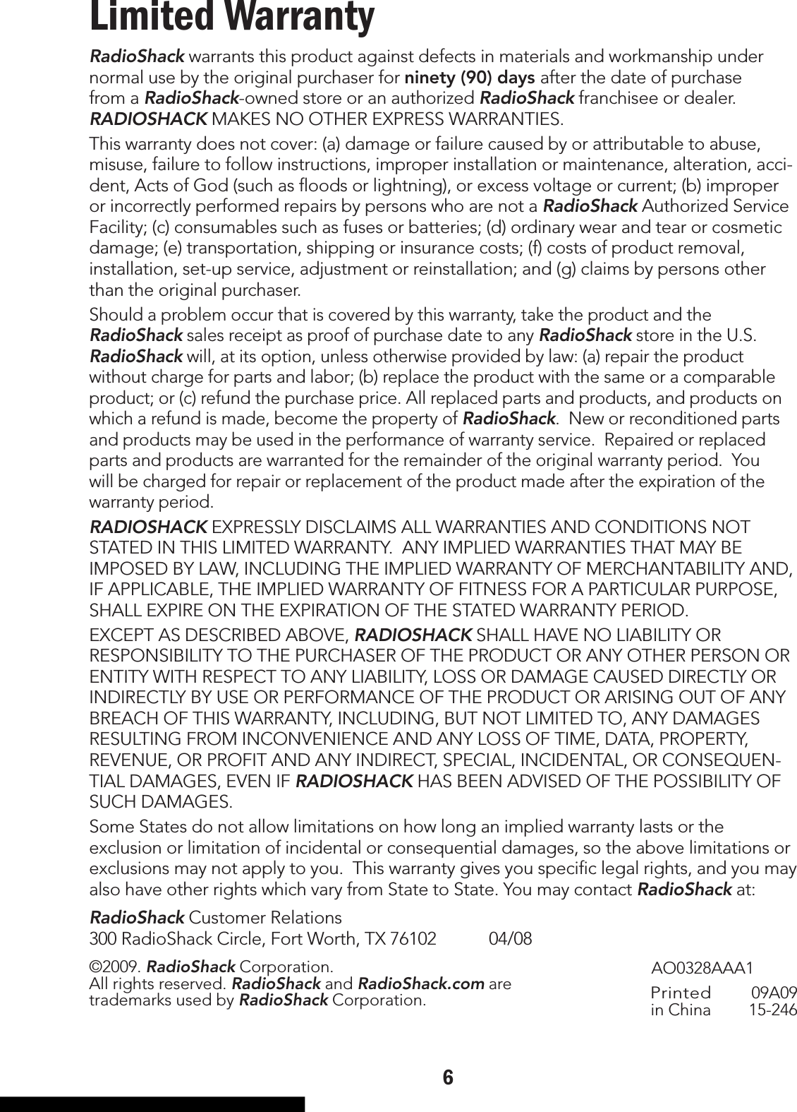 Page 6 of 6 - Radio-Shack Radio-Shack-15-246-Users-Manual-820302 ManualsLib - Makes It Easy To Find Manuals Online! User Manual