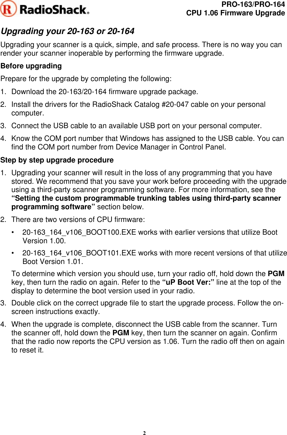 Page 2 of 3 - Radio-Shack Radio-Shack-20-163-Users-Manual- PRO-163/PRO-164 (20-163/20-164)  Radio-shack-20-163-users-manual