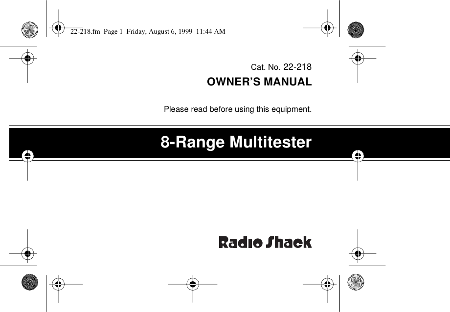 Radio Shack 22 218 Users Manual