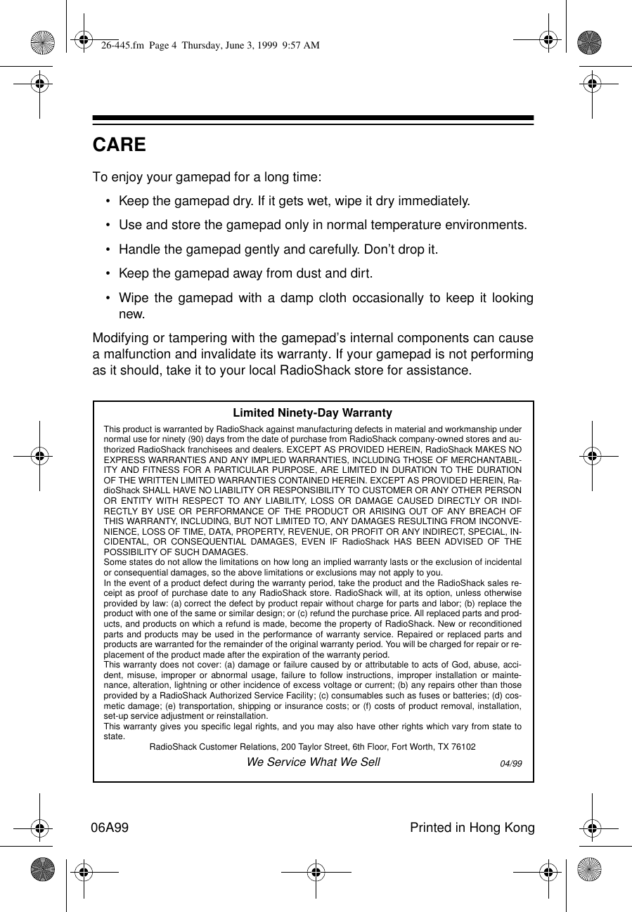 Page 4 of 4 - Radio-Shack Radio-Shack-26-445-Users-Manual- Rsil'dxoi  Radio-shack-26-445-users-manual